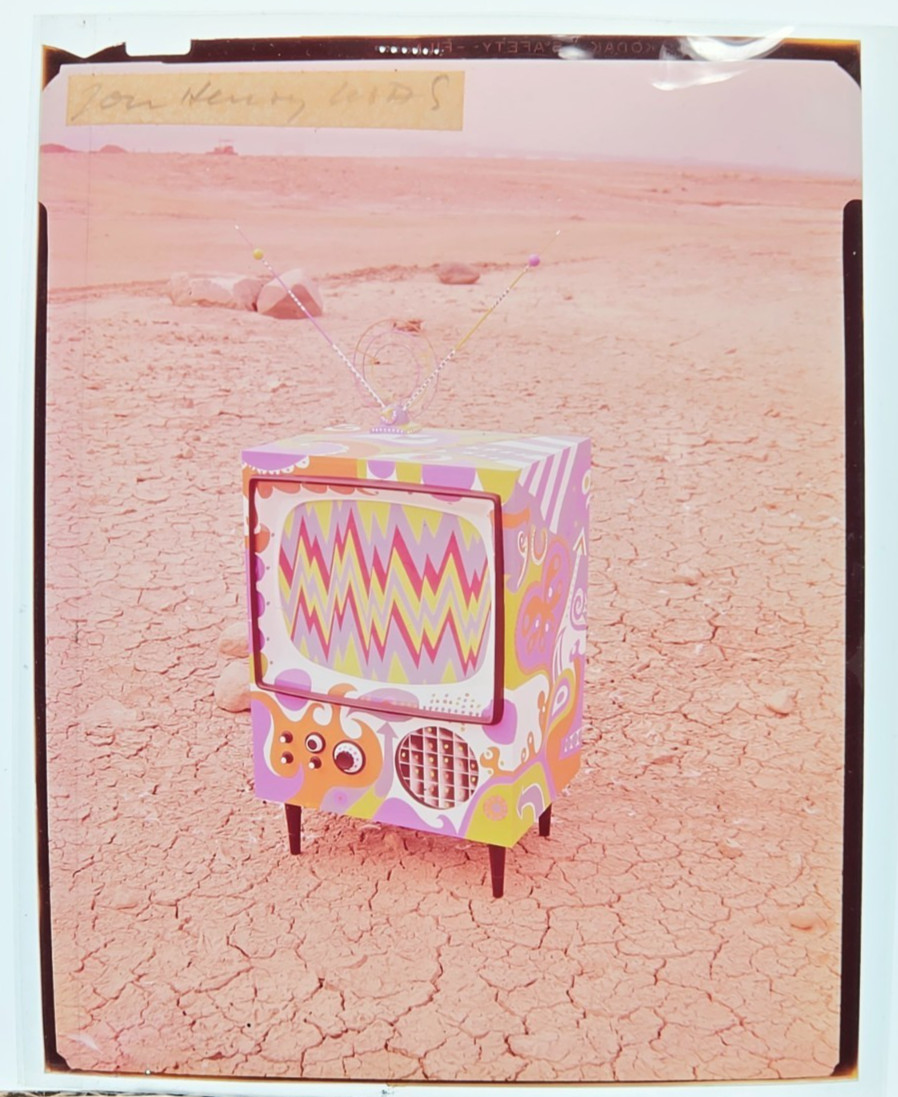 Vintage Jon Henry Original 4x5 Transparency Surrealist Retro TV Pop Art Photo