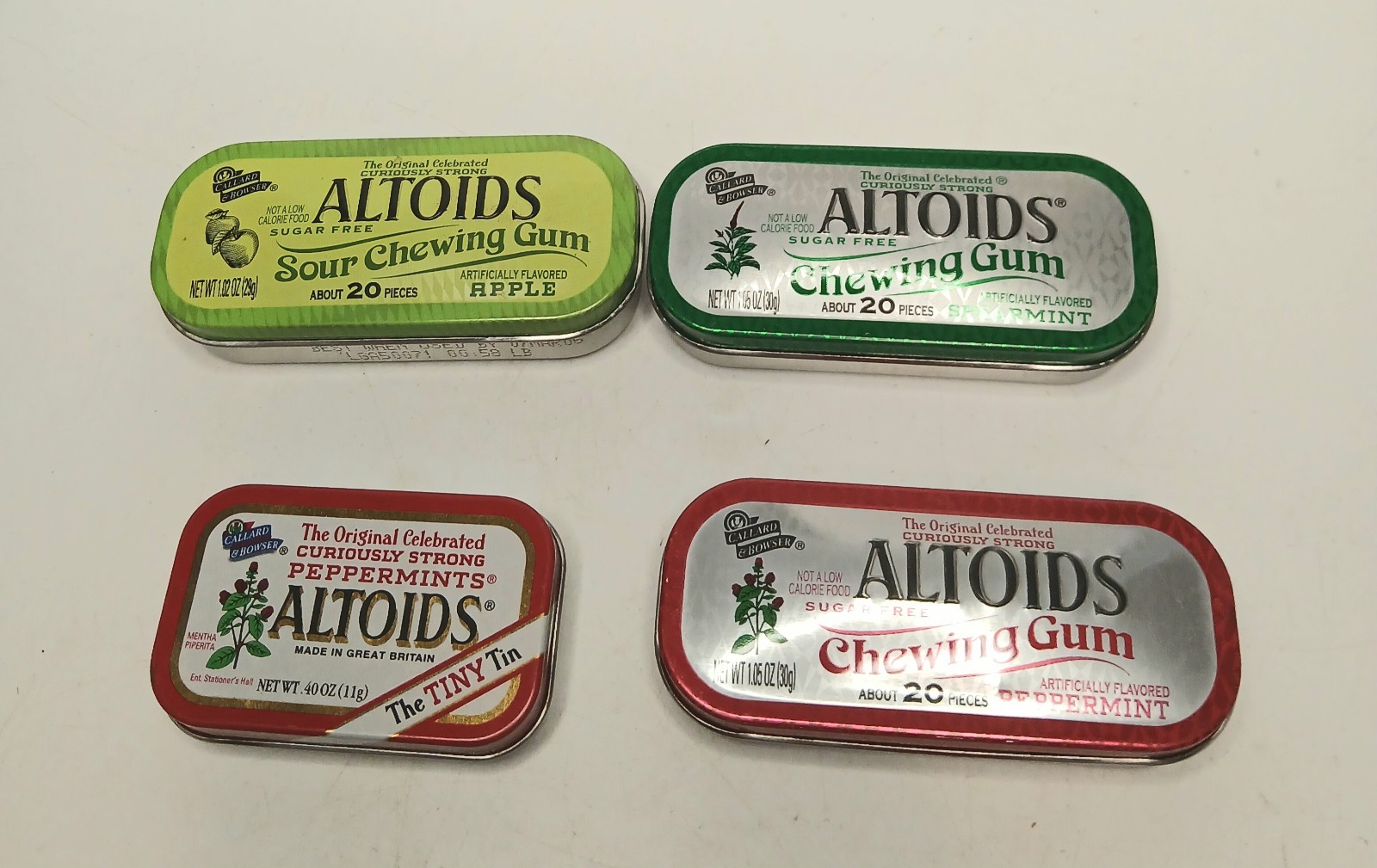 3 Altoids Chewing Gum Sour Apple Spearmint Wintergreen (EMPTY TINS) 1 Mini Tin