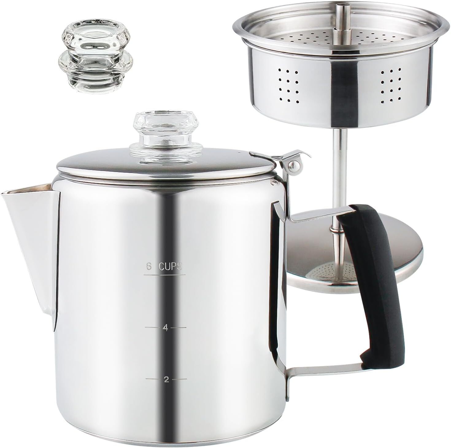 Multi Use Percolator Coffee Pot Stainless Steel Stove Top Coffee Maker 