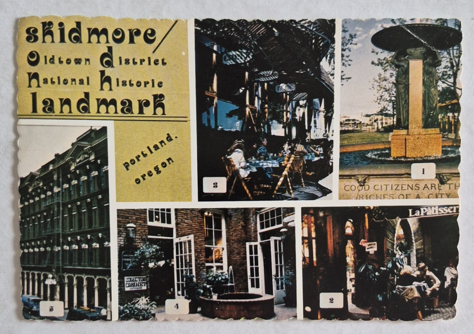 Postcard....Multiple Panels of Old Town District in Portland, Oregon, 1980, 4x6 Postcard....Multiple Panels of Old Town District in Portland, Oregon, 1980, 4x6