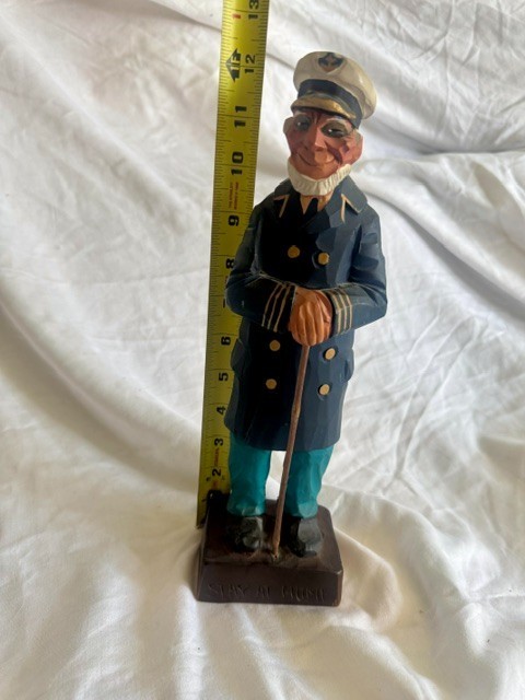 Rare Vintage Hannah Wood Captian Carving Figurine Trygg Vermont