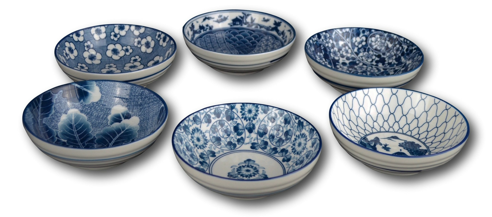 Porcelain Chinese Japanese Bowl Sets with Free 6 Porcelain Spoons, Set of 6 Porcelain Chinese Japanese Bowl Sets with Free 6 Porcelain Spoons, Set of 6