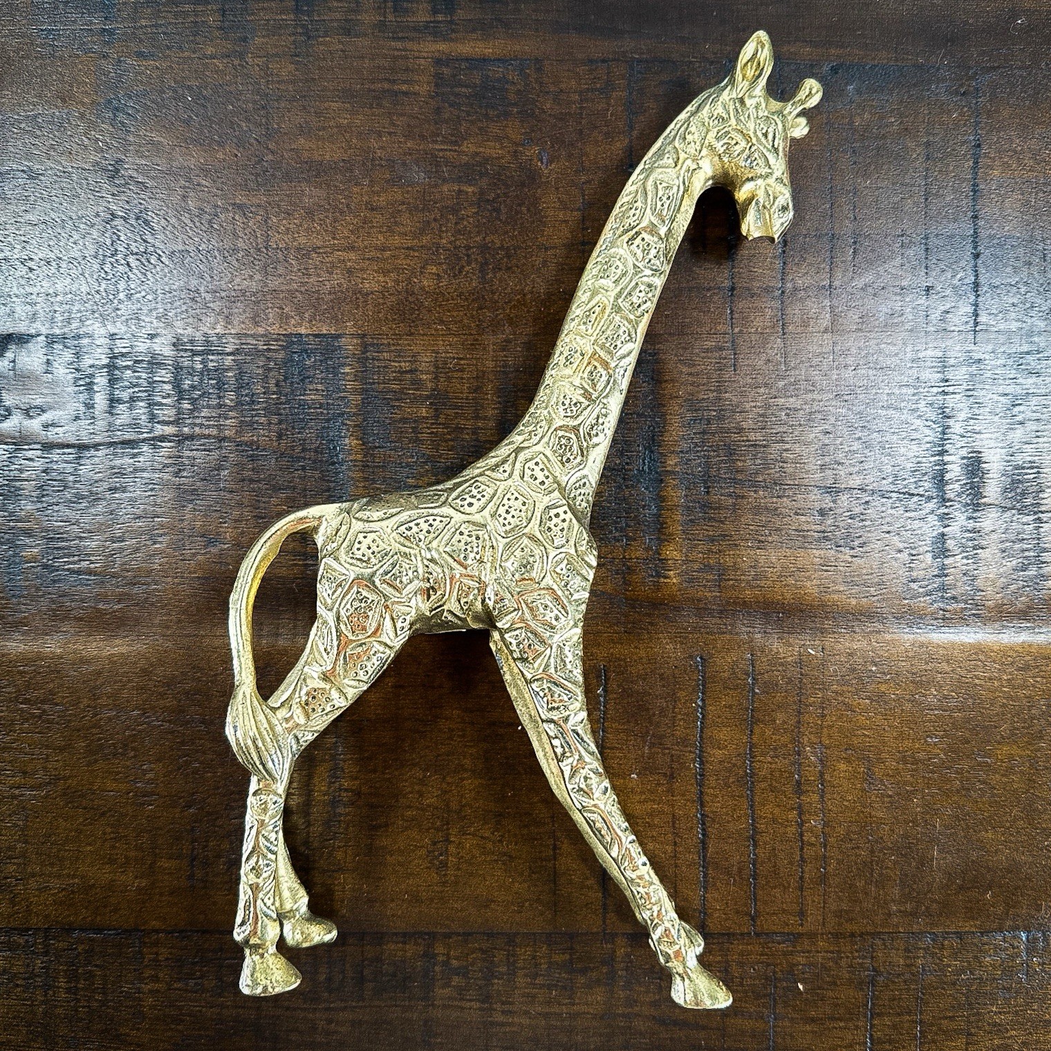 Vintage Solid Brass Standing Giraffe Figurine 8”