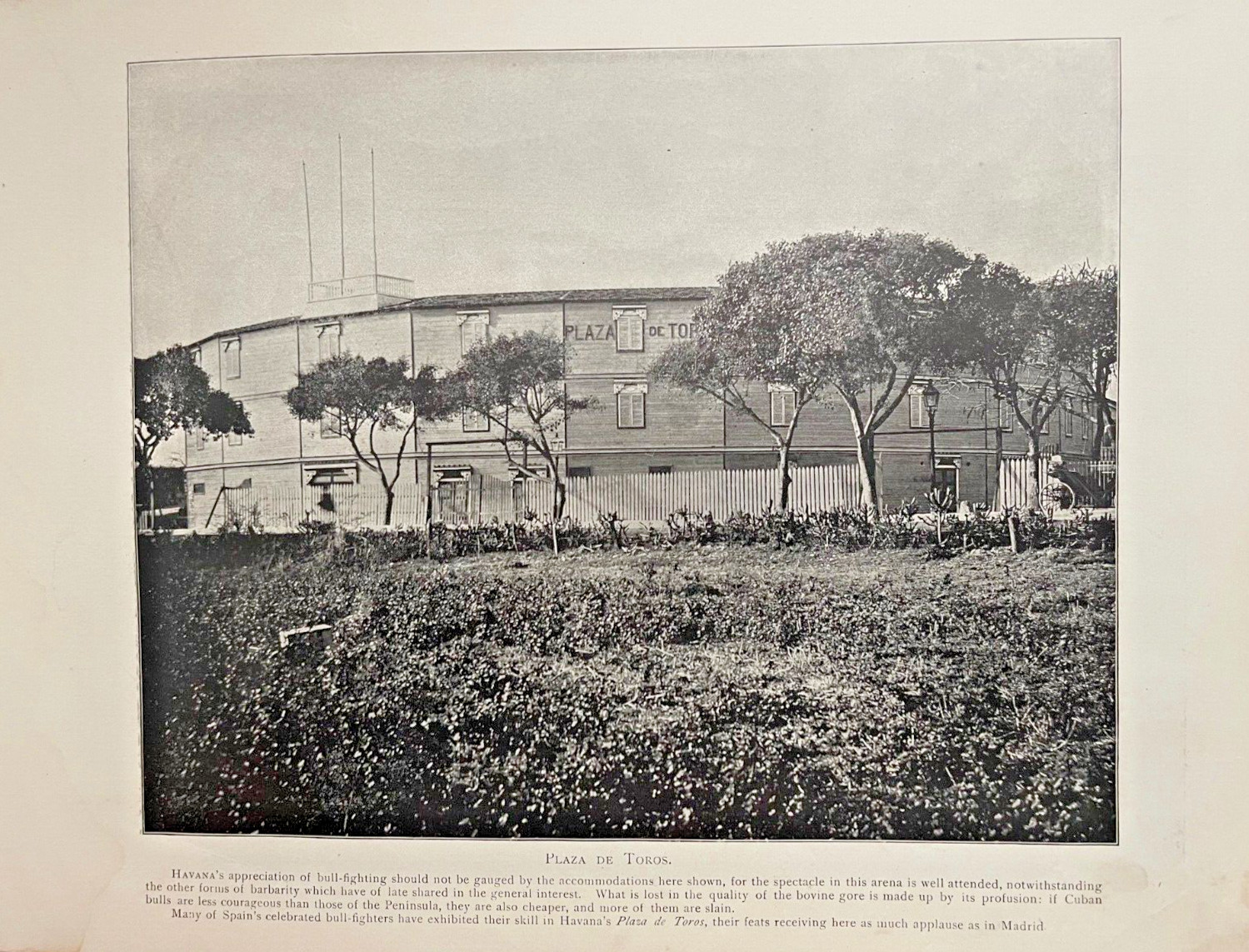 1898 Vintage Illustration Plaza De Toros Havana Cuba Bull Fighting Ring