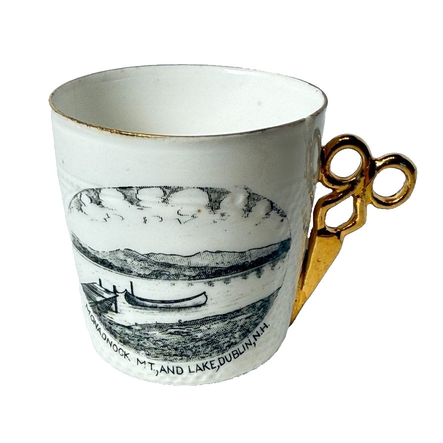 Monadnock Mt  - Lake DUBLIN NH NEW HAMPSHIRE Souvenir ANTIQUE CHINA TRINKET CUP