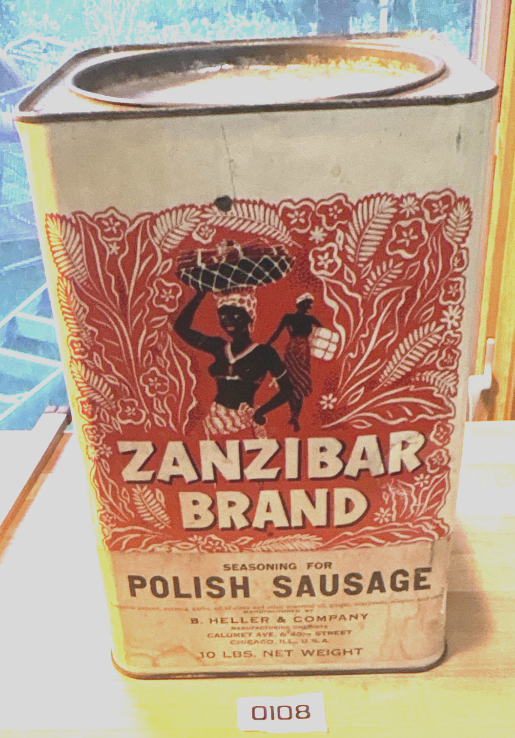 Vintage Zanzibar Brand Polish Sausage Seasoning Tin Can, 10 lb Net, 1949
