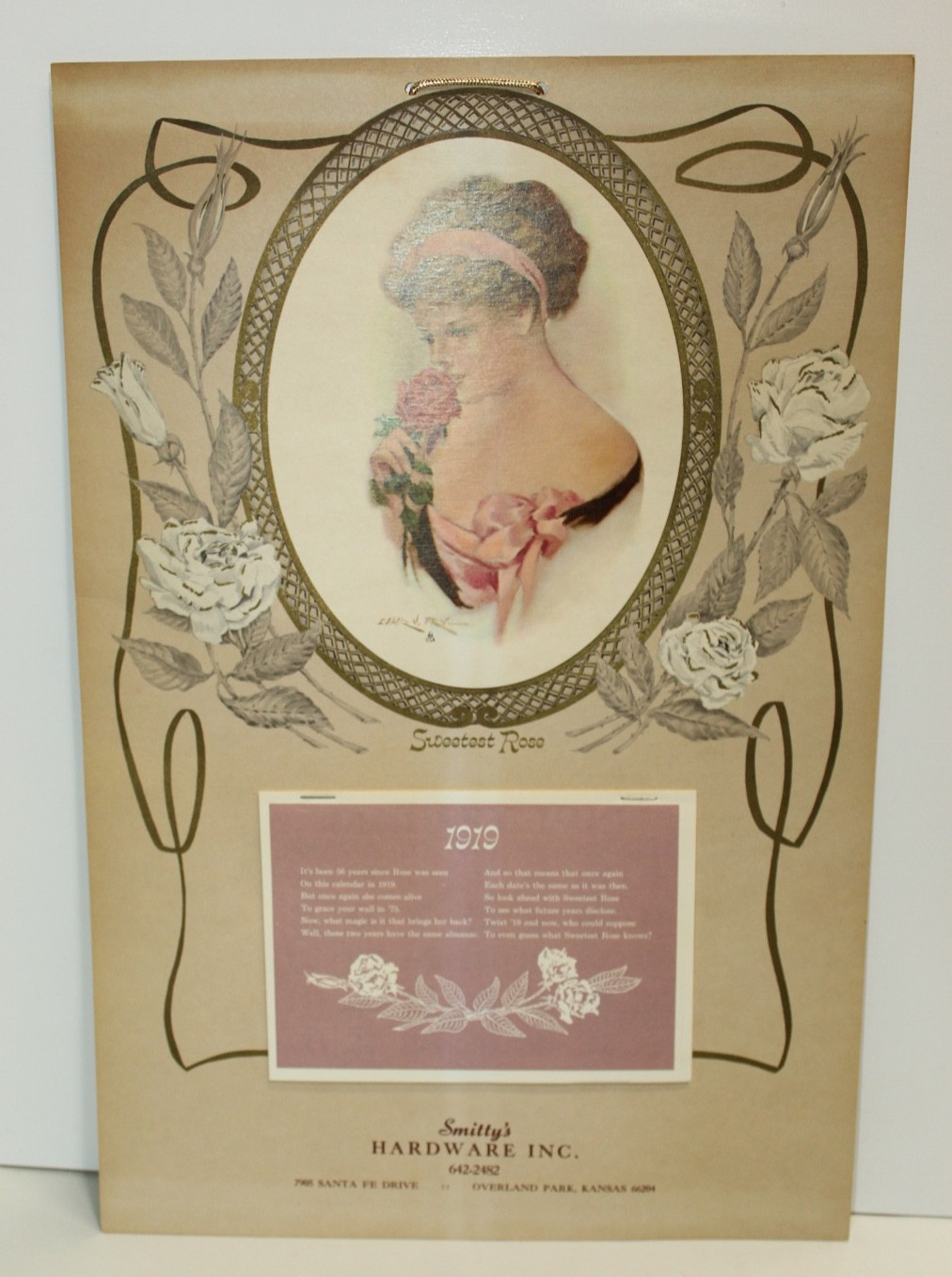 Vintage Advertising Calendar ~ Sweetest Rose Reproduction 1919 Same Almanac Info