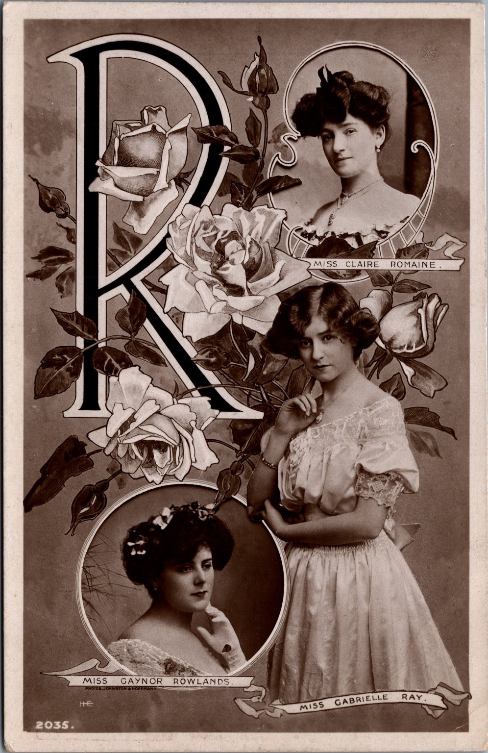1910 Miss Gabrielle Ray Claire Romaine Gaynor Rowlands RPPC Postcard R Roses 1910 Miss Gabrielle Ray Claire Romaine Gaynor Rowlands RPPC Postcard R Roses