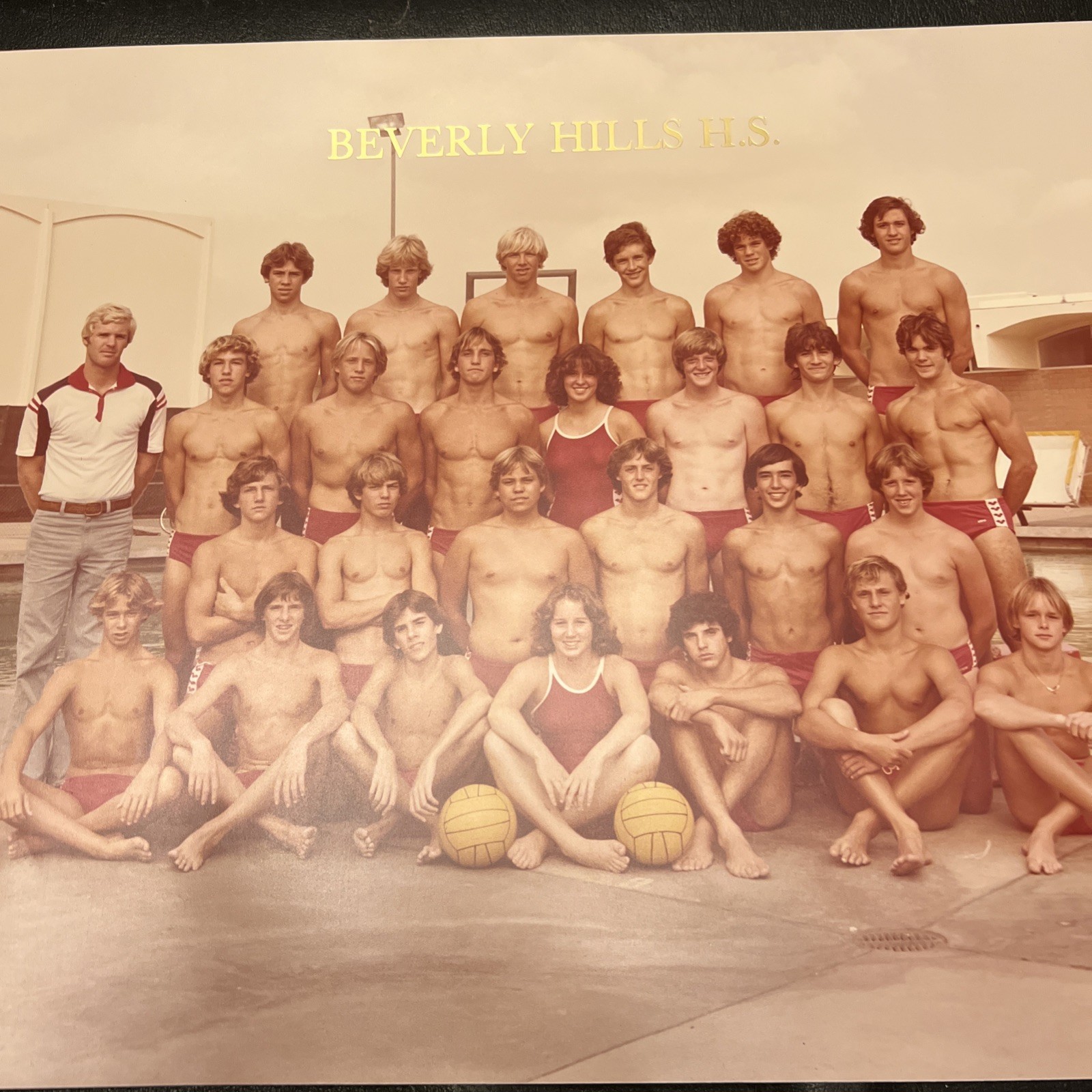 Large 1980’s Beverly Hills HS Water Polo Team Vintage Original Photo 16x20” Large 1980’s Beverly Hills HS Water Polo Team Vintage Original Photo 16x20”