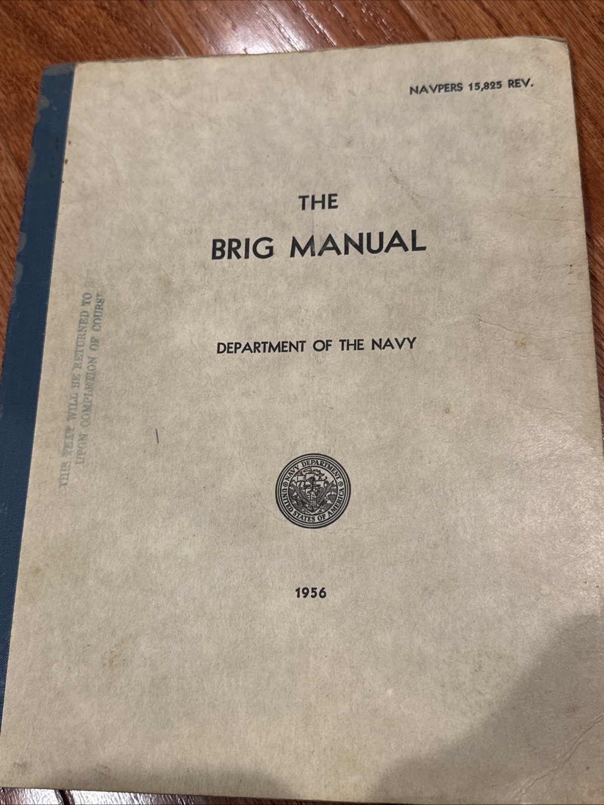1956 United States Navy Brig Manual NAVPERS 15,825 Manual Naval