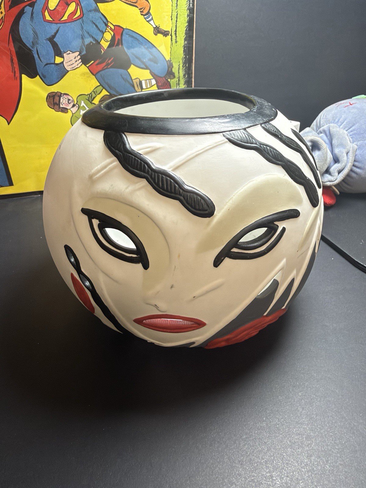 VTG PartyLite Enchanted Empress Harlequin Face Ceramic Bowl Candle Holder Retro