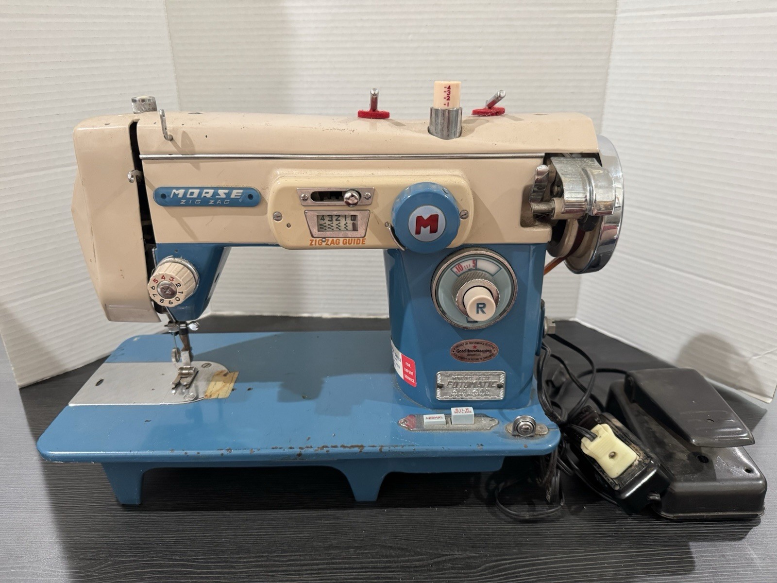 Vintage 1950s Morse Sewing Machine Heavy Duty Japan Fotomatic Zig Zag A1 READ