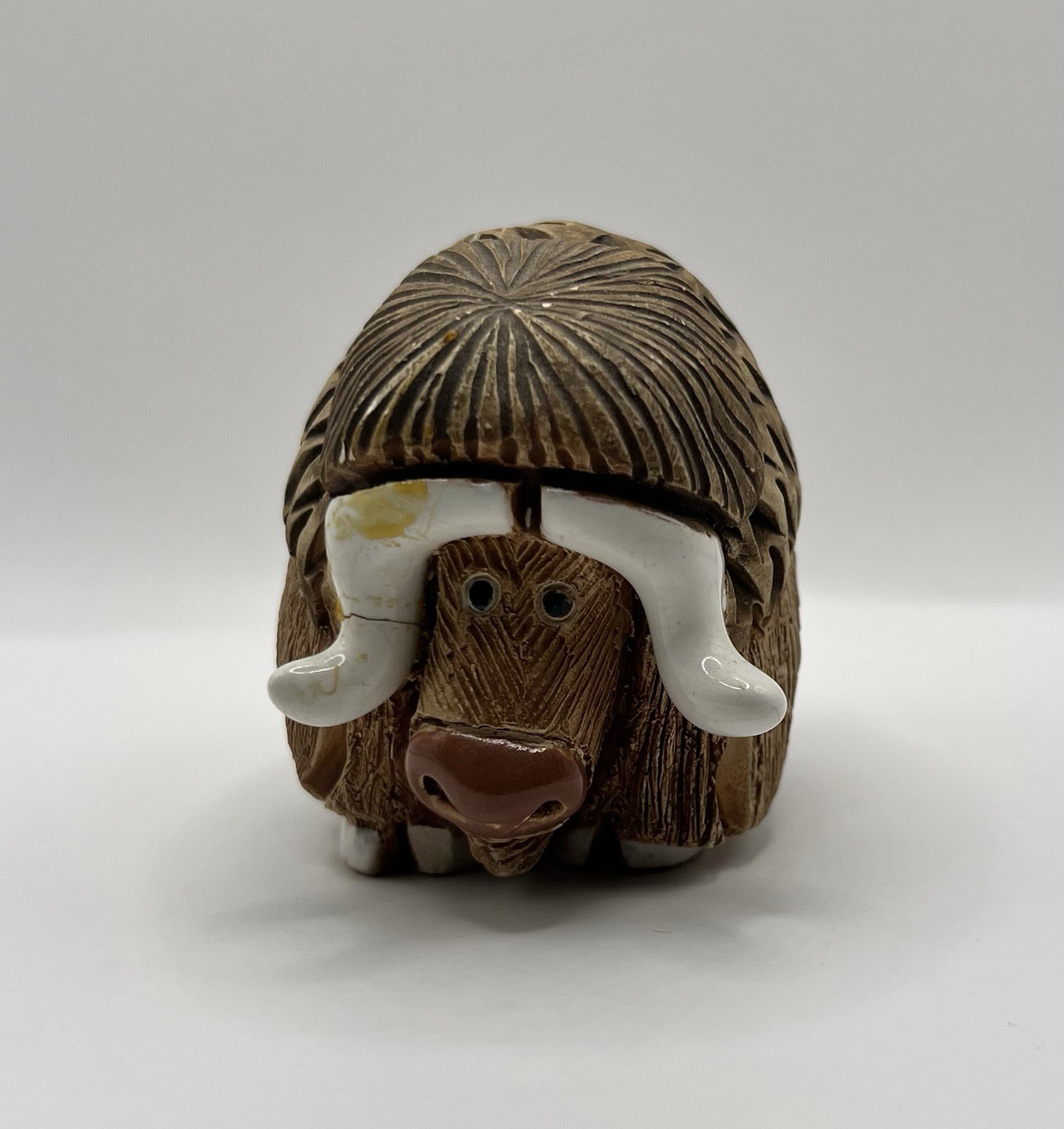 Vintage Artesania Rinconada Hand Made Uruguay Pottery Musk Ox Buffalo