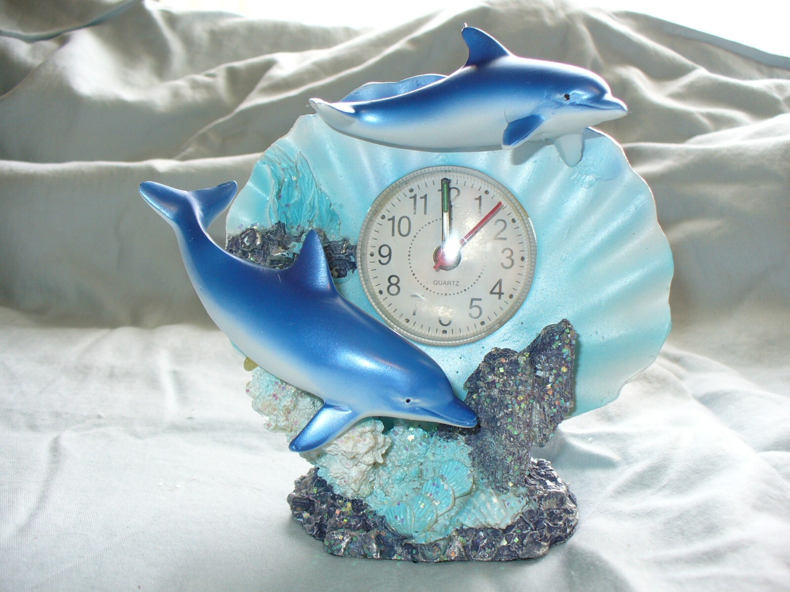5 - inch Swimming Dolphin Resin Figurine Clock, New in Box, 