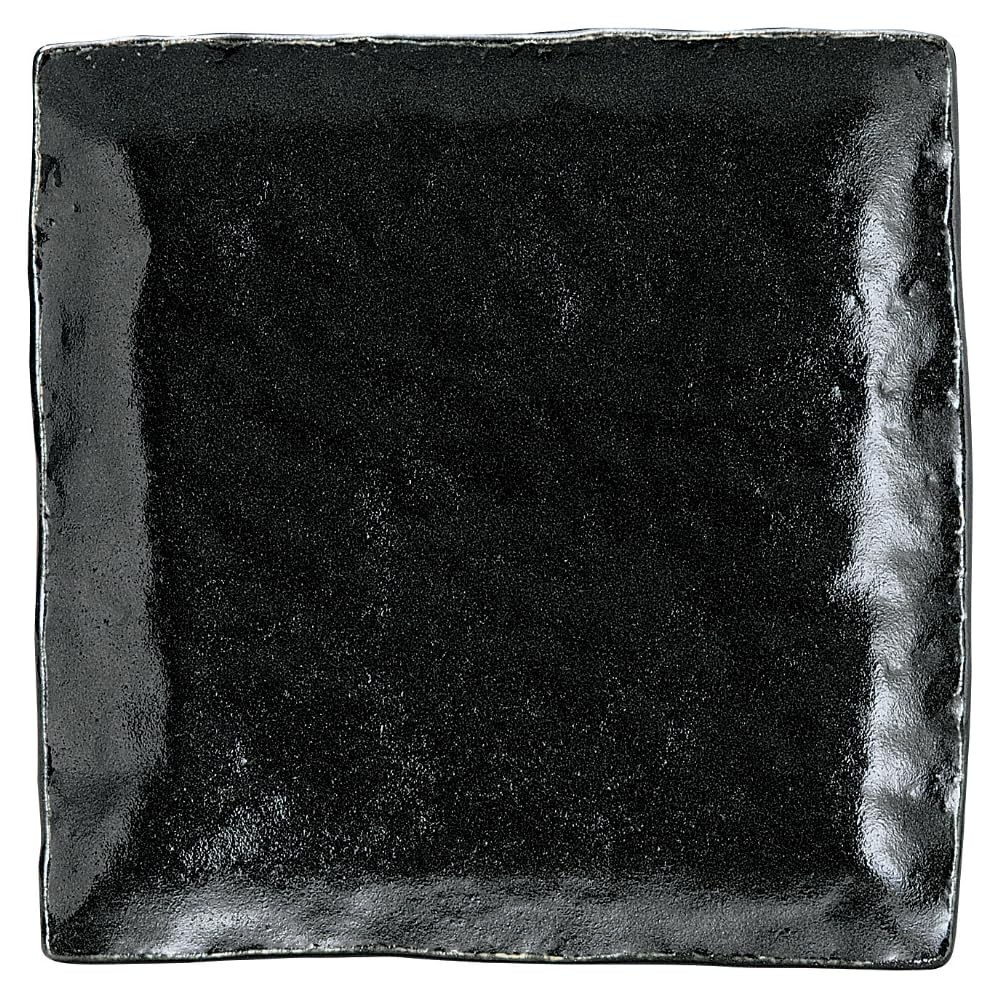 Kaden KOYO Koyo Pottery Yuzu Black Obsidian Stone Grain 7.0 Square Plate, Japane