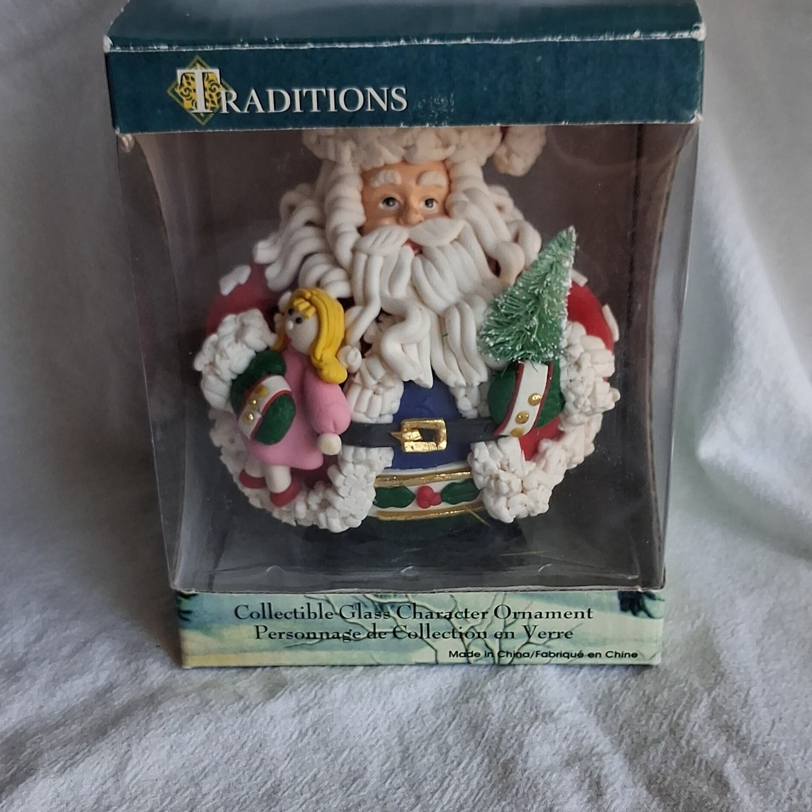 Traditions Glass Santa Claus Hanging Ornament Christmas MPN 10418
