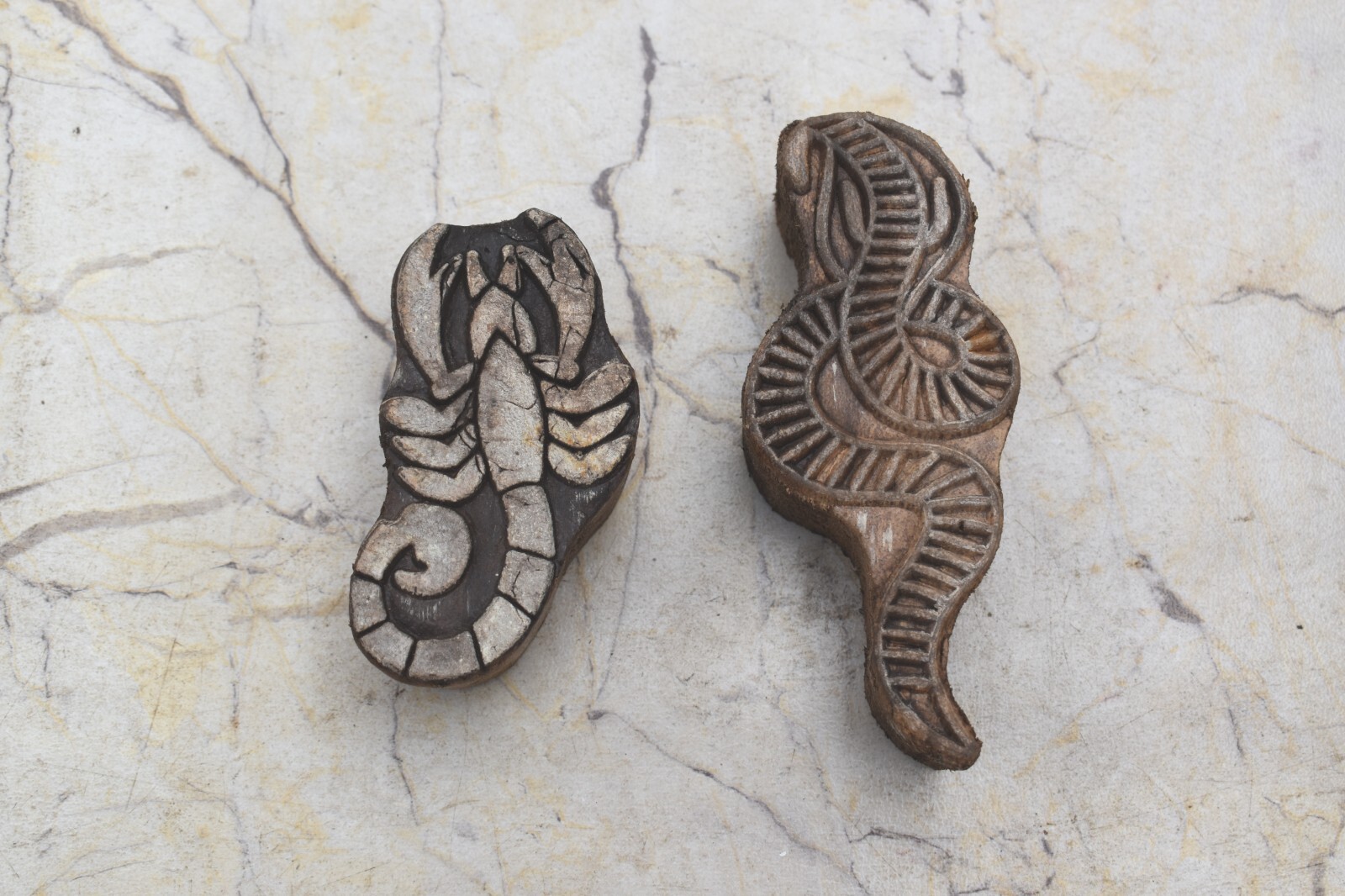 2p Wood Textile Printing Block Pottery Stamp Hand Carved Stamp Block Print Stamp