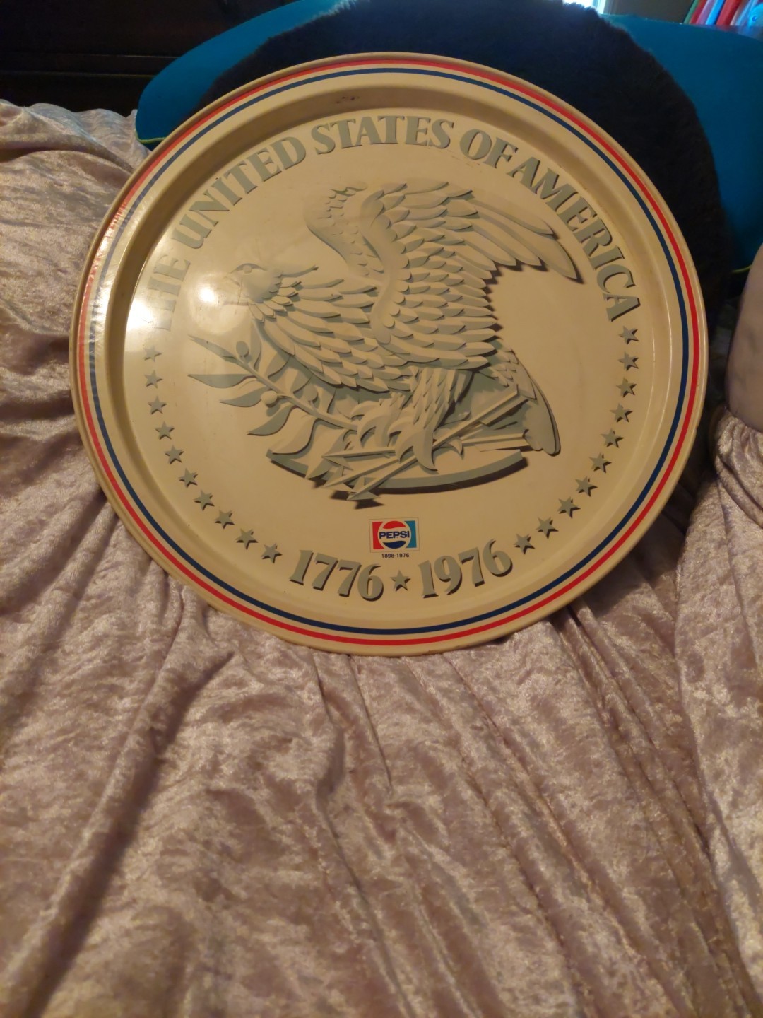 Vintage Bicentennial Commemorative Pepsi Serving Metal Tray 1776-1976 USA Eagle 