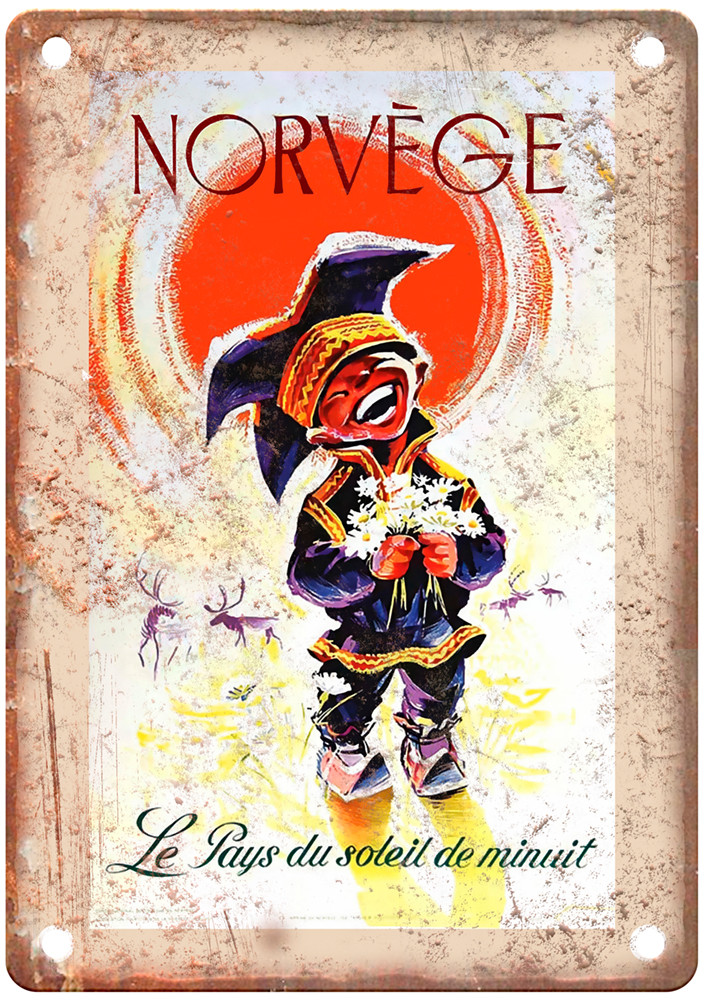 Vintage Norvège Le Pays du soleil de minuit Travel Poster Retro Look Sign T2549