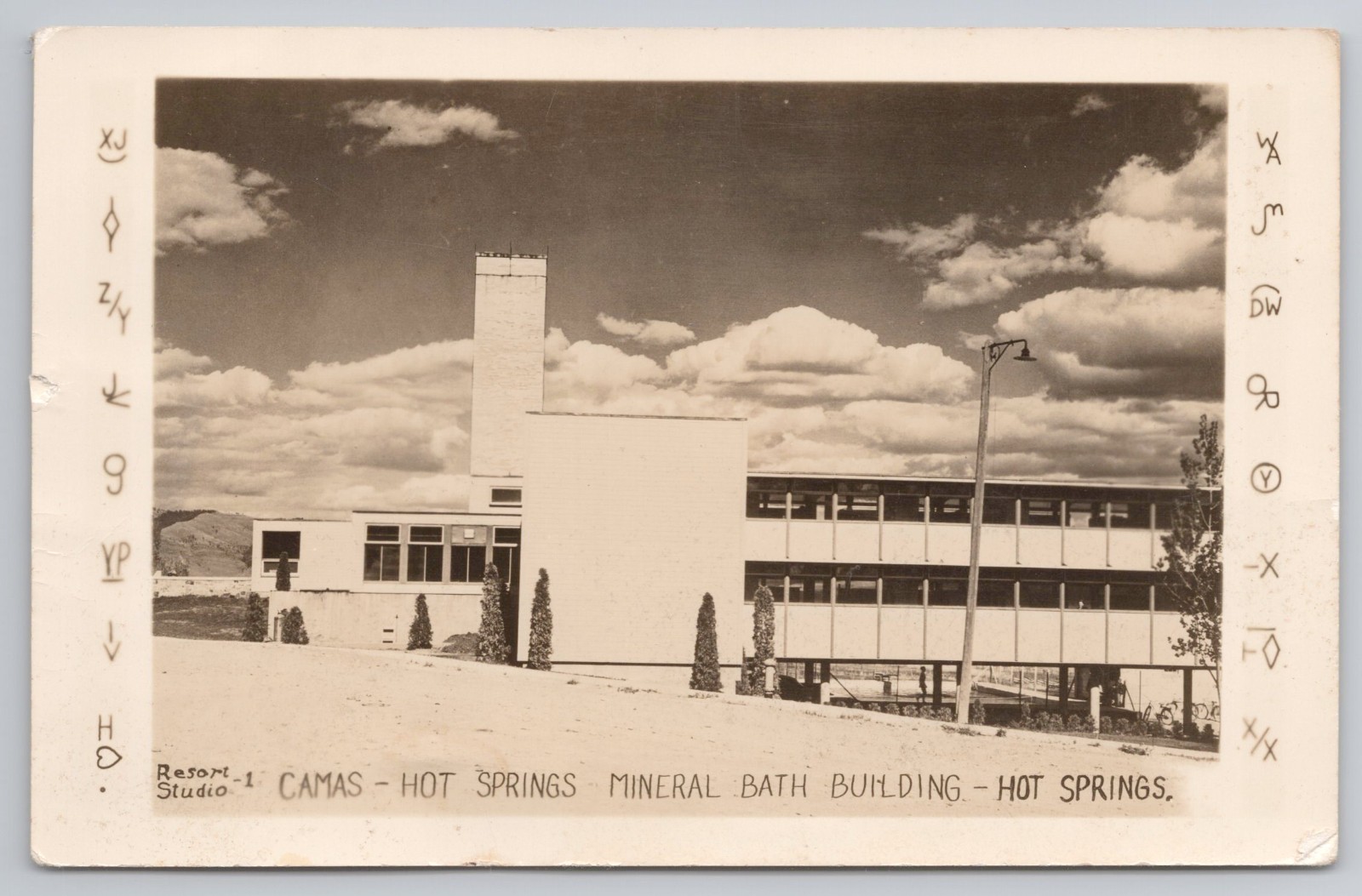 RPPC Hot Springs Montana, Camas Hot Springs Mineral Bath Building Photo Postcard