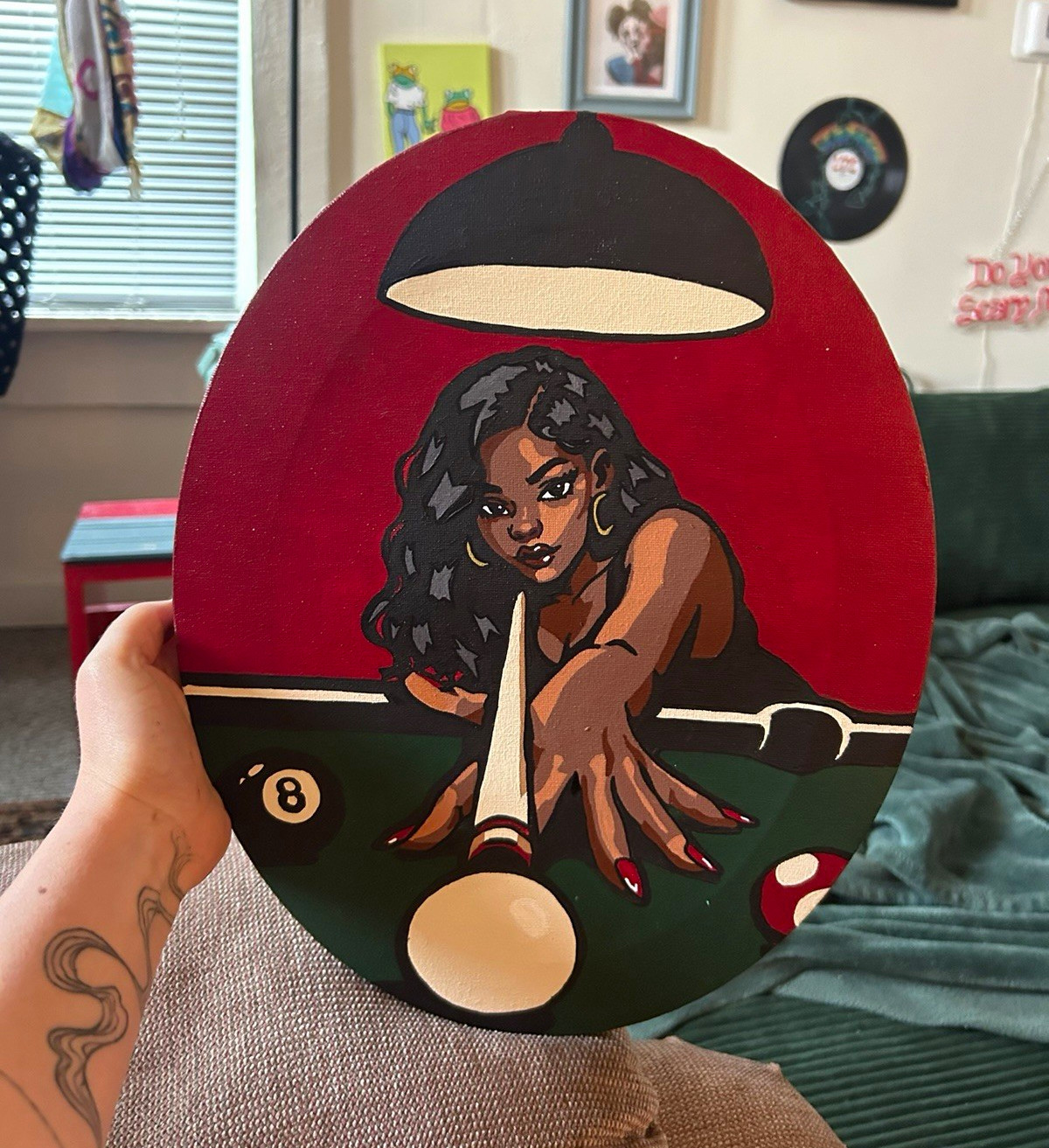 Hand Painted Original Pool Girl Painting