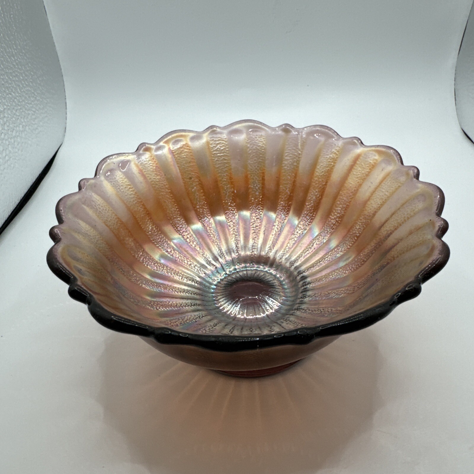 Fenton Amethyst Stippled Ray Carnival Small Glass Berry Bowl