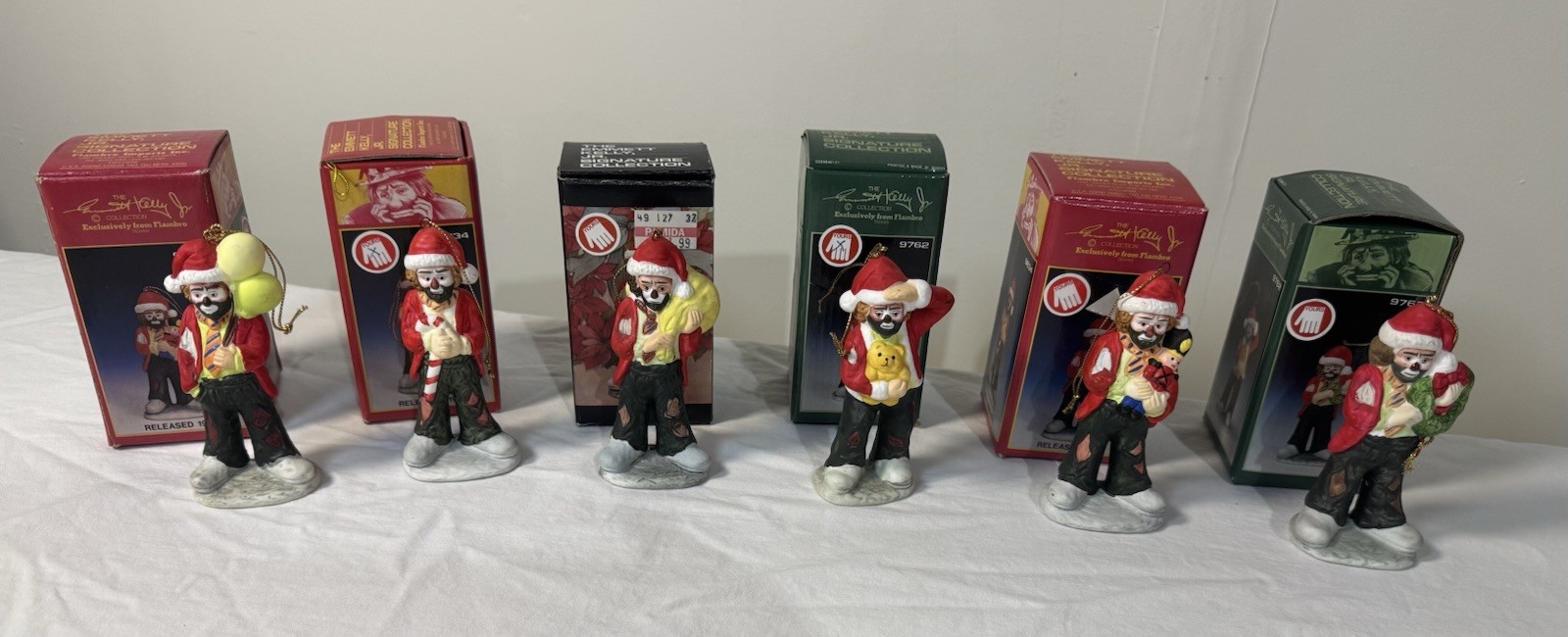 Vintage Emmett Kelly Jr Clown Collection LOT OF 6 Flambro Christmas Ornaments Vintage Emmett Kelly Jr Clown Collection LOT OF 6 Flambro Christmas Ornaments