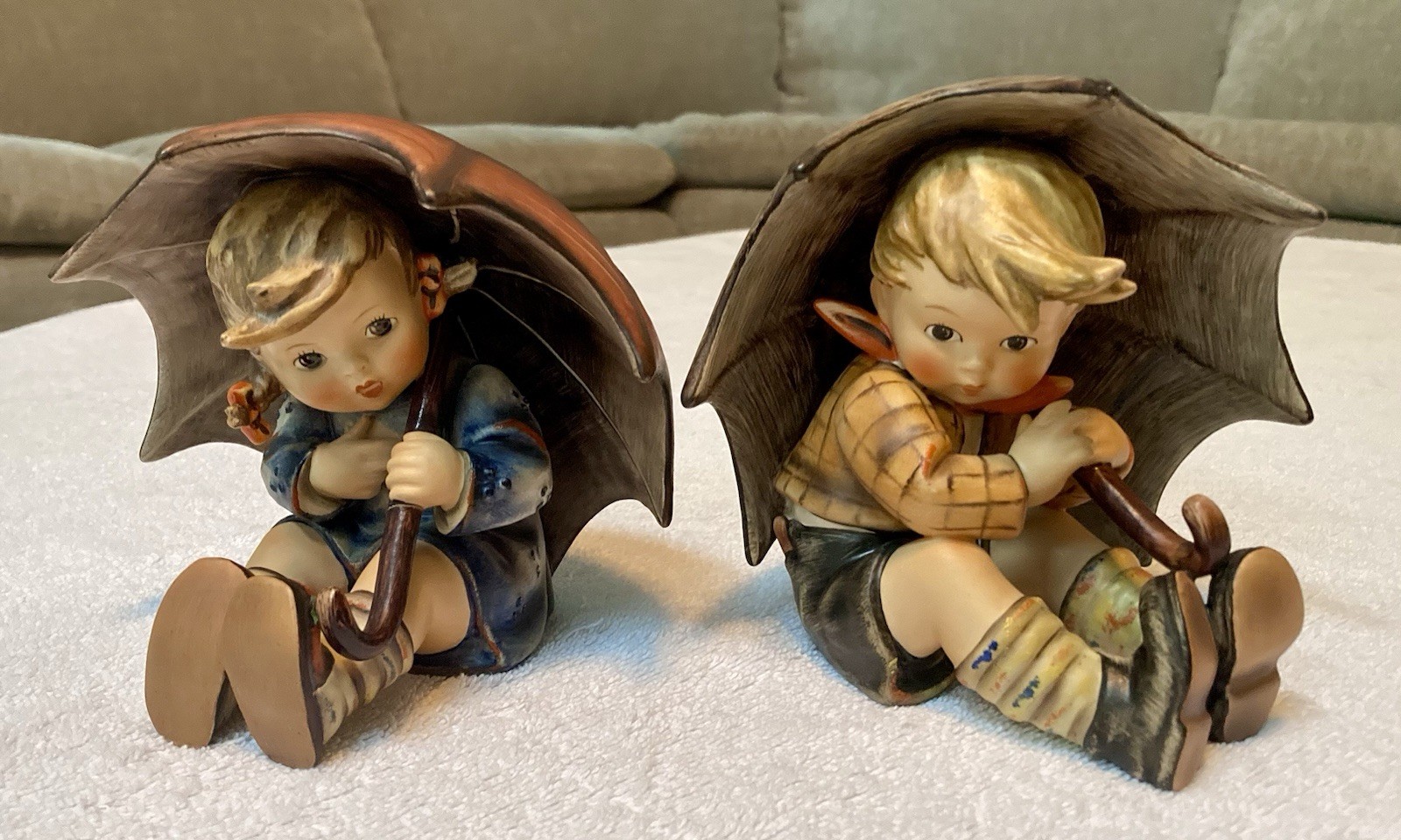 Vintage Hummel Umbrella Boy & Girl Set HUM 152/0 TMK4 & TMK6 Perfect Condition