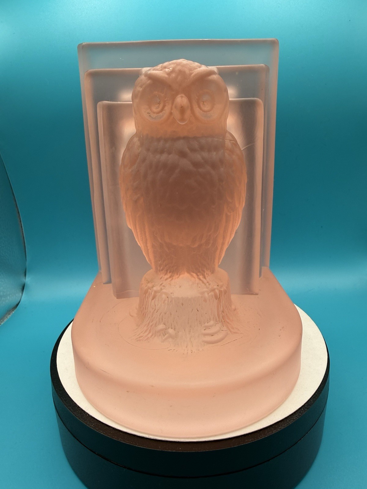 Westmoreland Pink Satin Glass Owl Bookend RARE EUC
