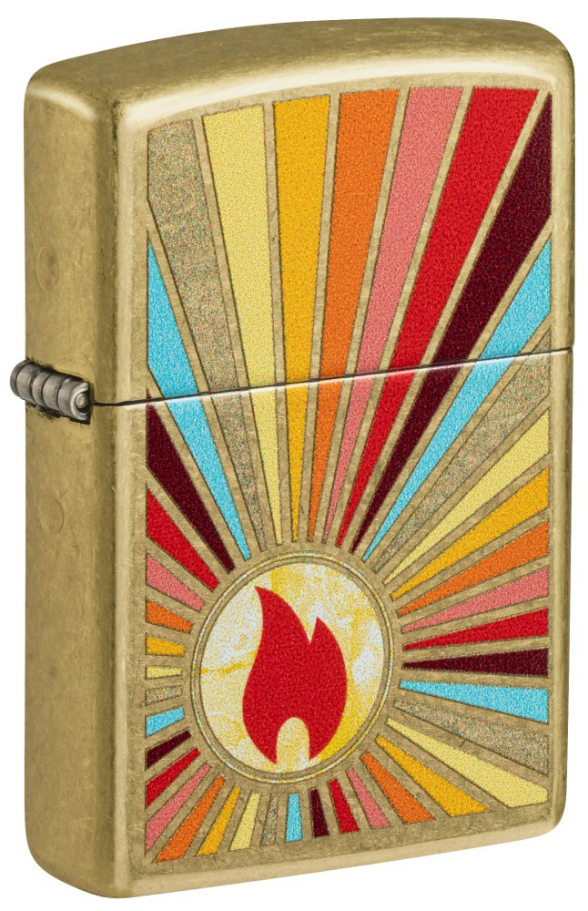 Zippo Beaming Flame Design Street Brass Windproof Pocket Lighter, 46957 Zippo Beaming Flame Design Street Brass Windproof Pocket Lighter, 46957