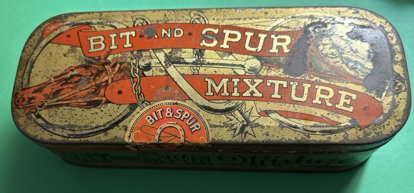 Vintage 1901 - 1902 Bit & Spur Mixure Tobacco Tin L. Miller & Sons Equestrian