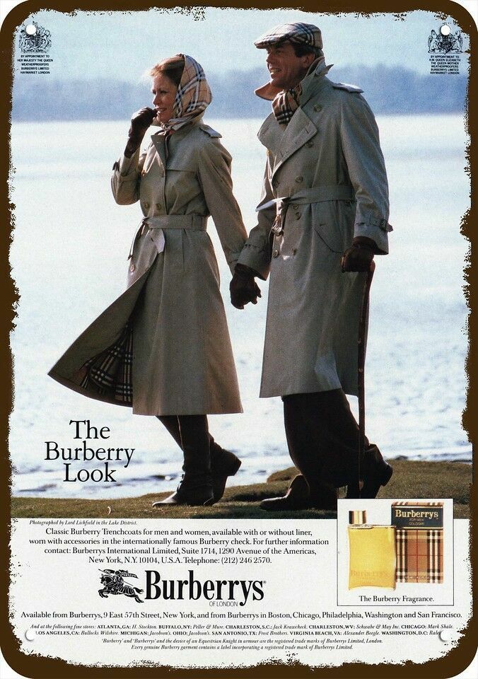 1984 BURBERRYS OF LONDON Trenchcoats Vntg-Look **DECORATIVE REPLICA METAL SIGN**