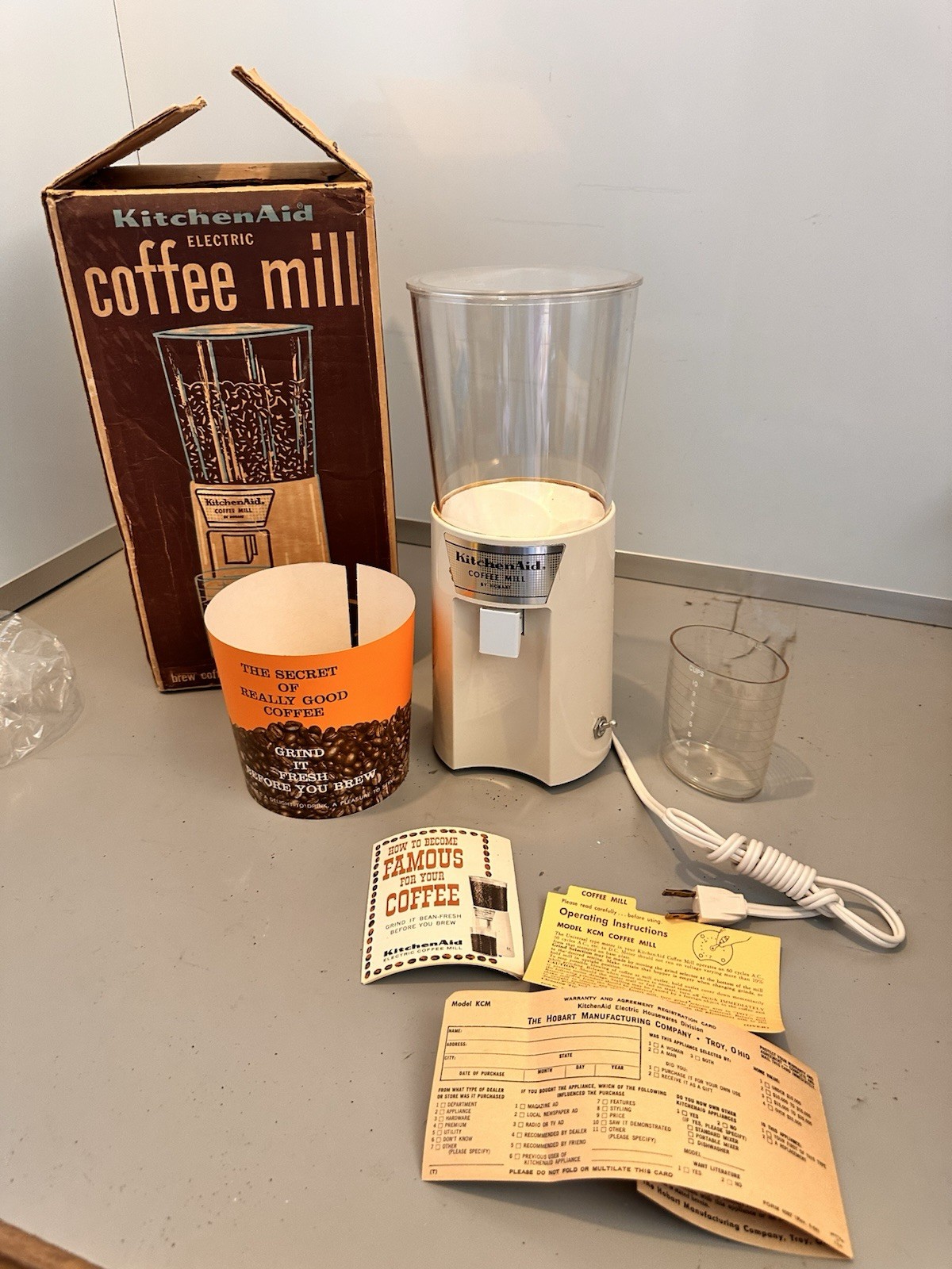 Vintage KitchenAid Hobart Coffee Mill KCM MCM Metal & Plastic Exellent
