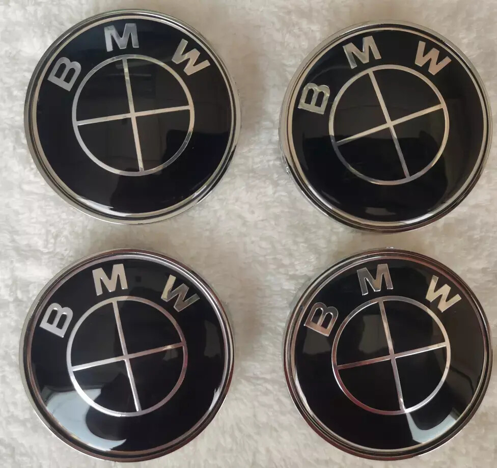 4PCS Black FOR For B-M-W Wheel Rim Cover Hubcaps Emblem Cap Badges 68mm