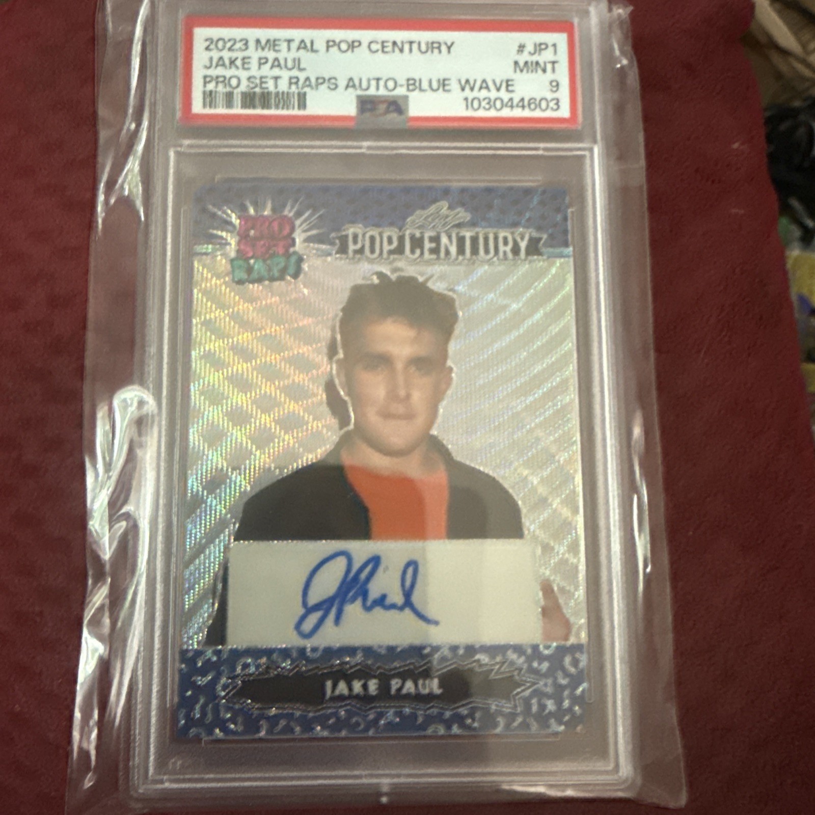 Jake Paul 2023 Leaf Pop Century Pro Set Raps Signature Blue Wave Auto 9/10 PSA 9