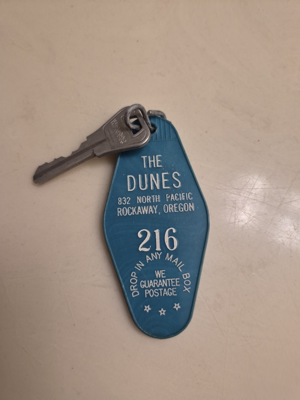 VTG The Dunes Motel  Hotel Room Key Fob #216 Rockway Or Vacation