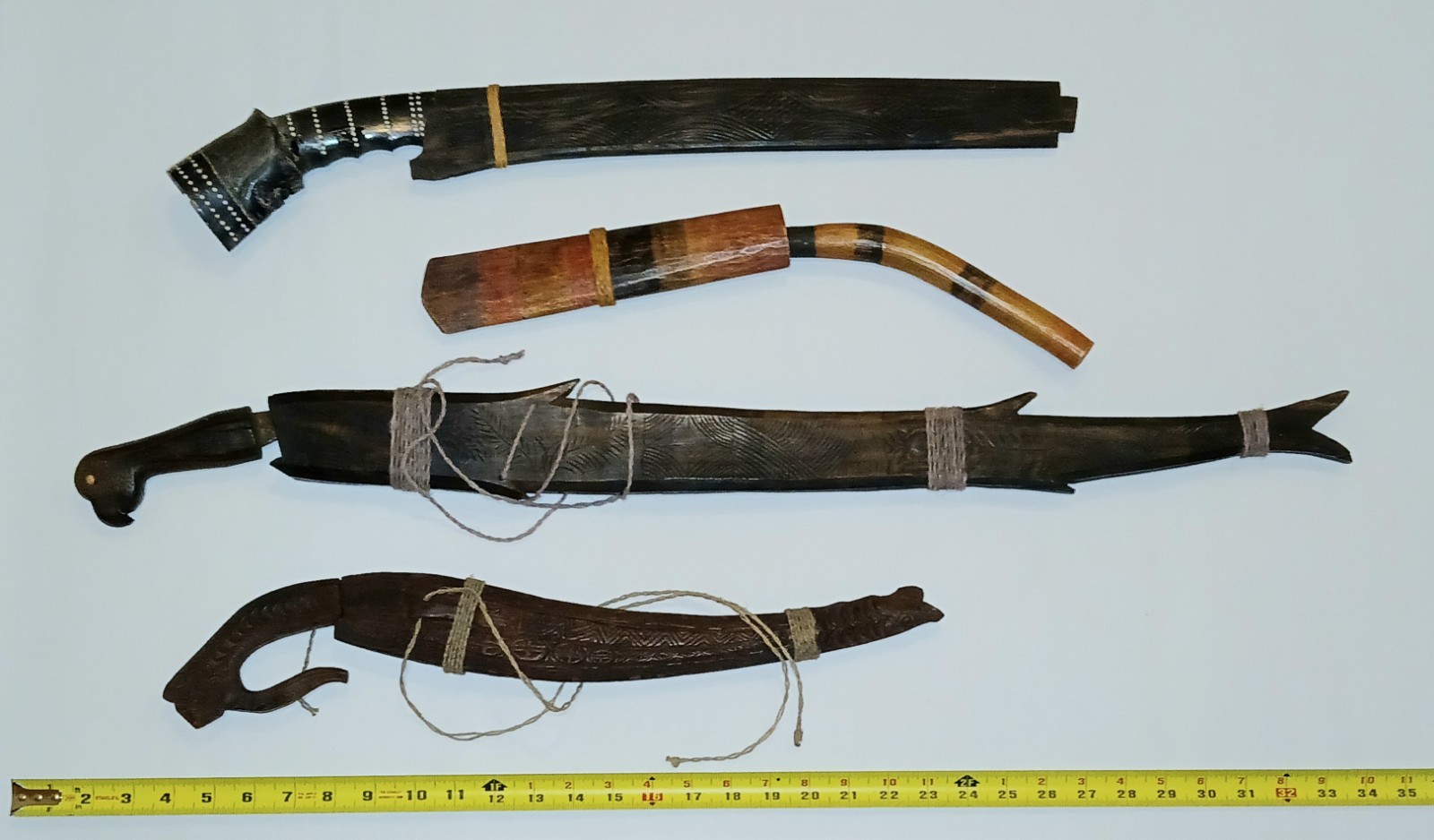 Thailand Antique Sword Philippine Indonesian Scabbard Exotic Wood Carved Forged Thailand Antique Sword Philippine Indonesian Scabbard Exotic Wood Carved Forged