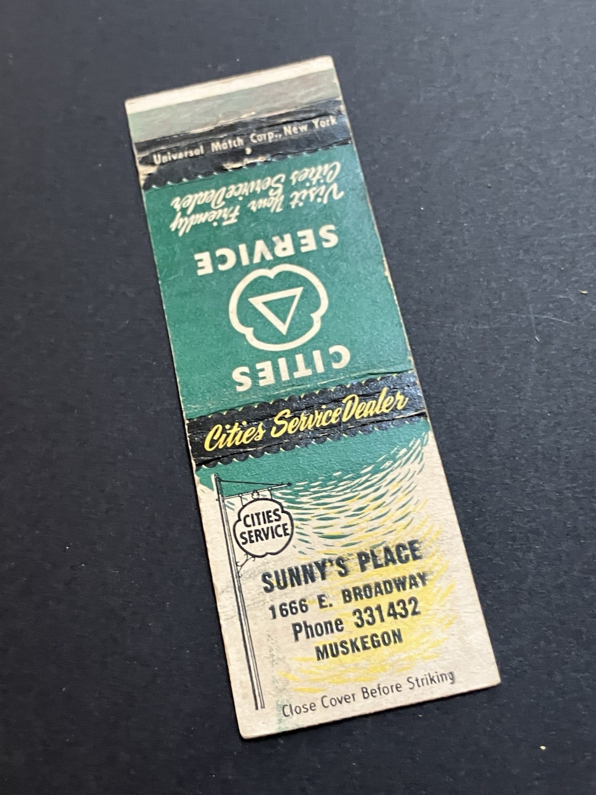 Vintage Michigan Matchbook “Sunny’s Place - Cities Gasoline Service” Muskegon Vintage Michigan Matchbook “Sunny’s Place - Cities Gasoline Service” Muskegon
