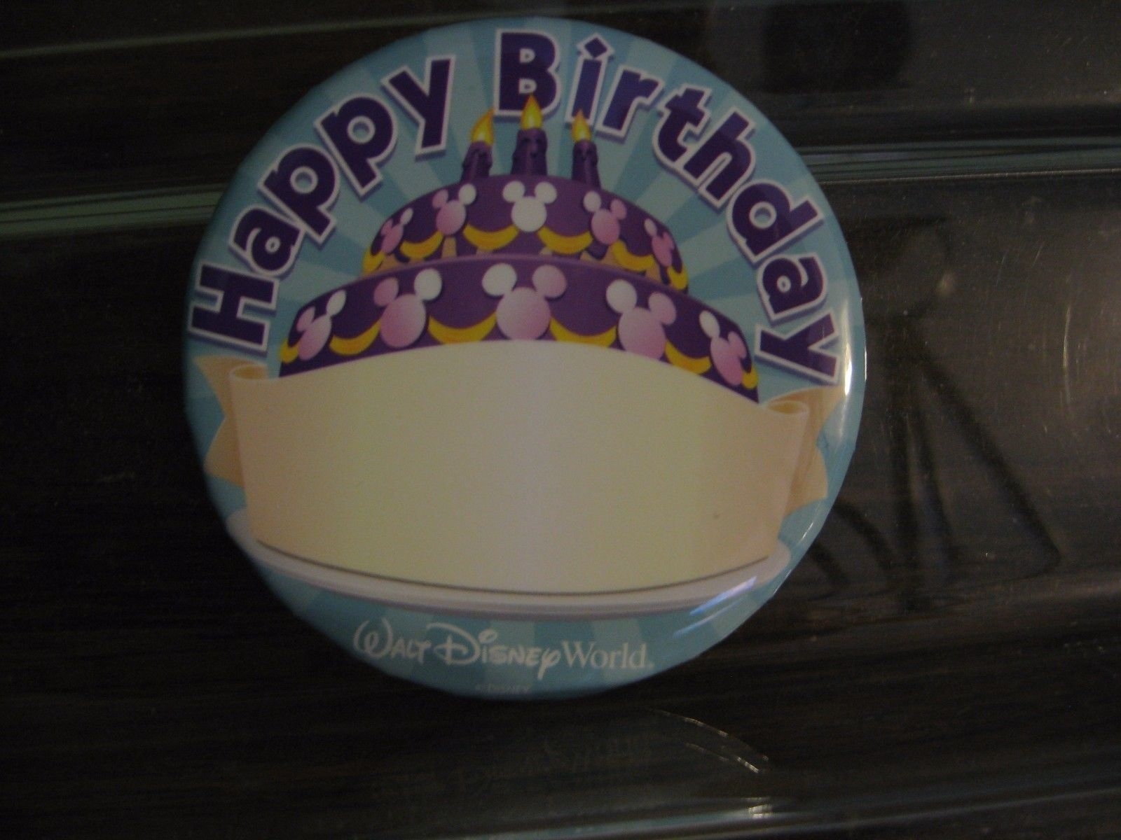 Disney Button Happy Birthday WDW Pin Mickey Mouse Cake Hidden Mickey New RETIRED