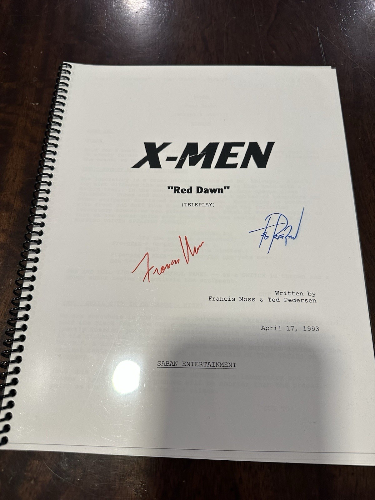 Marvel X-Men Red Dawn 1990 TV Animated Series Teleplay Bound Script Signed Marvel X-Men Red Dawn 1990 TV Animated Series Teleplay Bound Script Signed