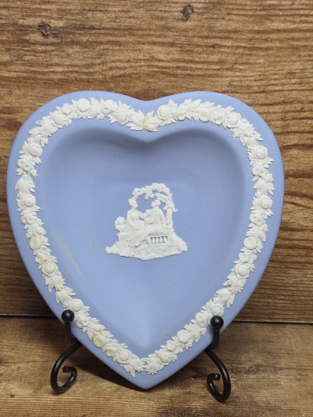 Wedgwood Blue Jasperware Heart Shaped Trinket Dish Signed by Lord Piers Wedgwood