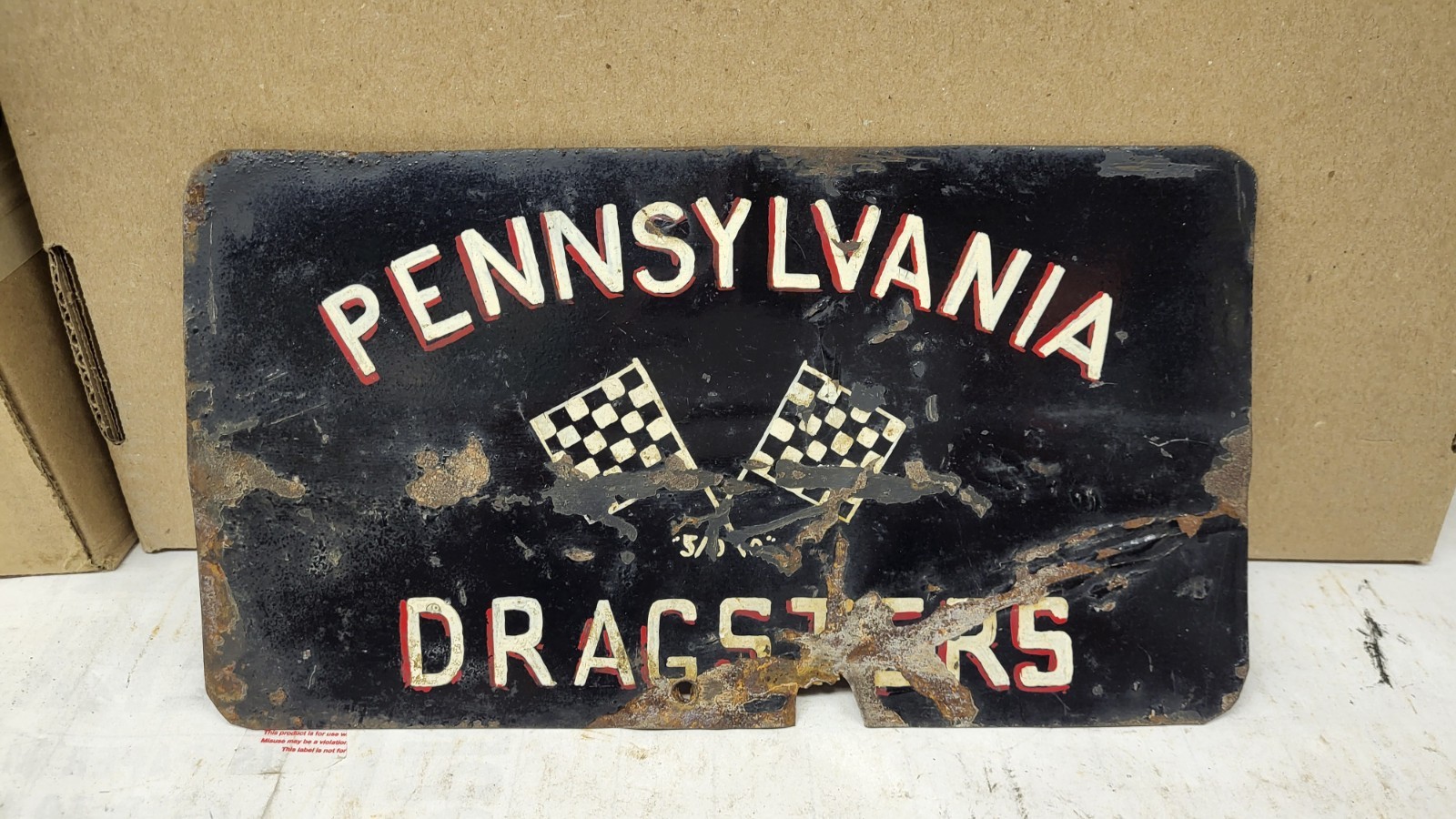Vintage 1950's Pennsylvania Dragsters Car Club Metal Sign Drag Racing Gasser Old Vintage 1950's Pennsylvania Dragsters Car Club Metal Sign Drag Racing Gasser Old