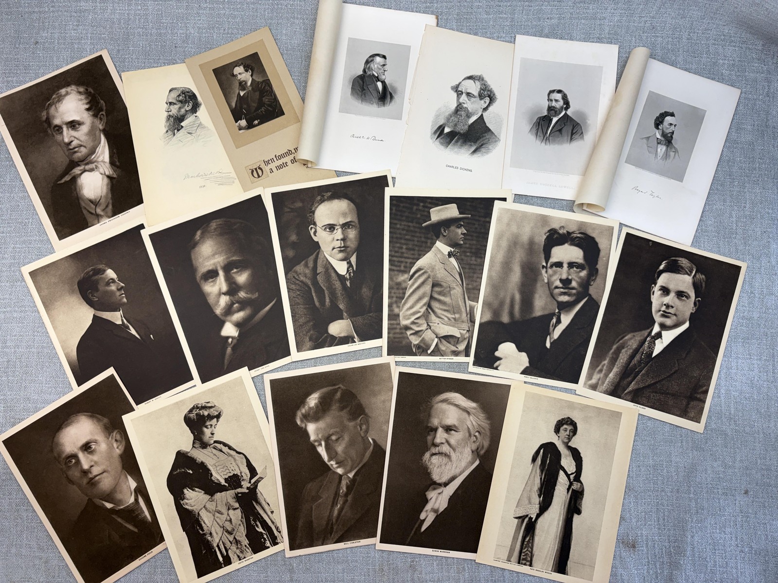 Vintage Poets Portrait Prints Biographical Pages Paper Ephemera Lot As Is USA
