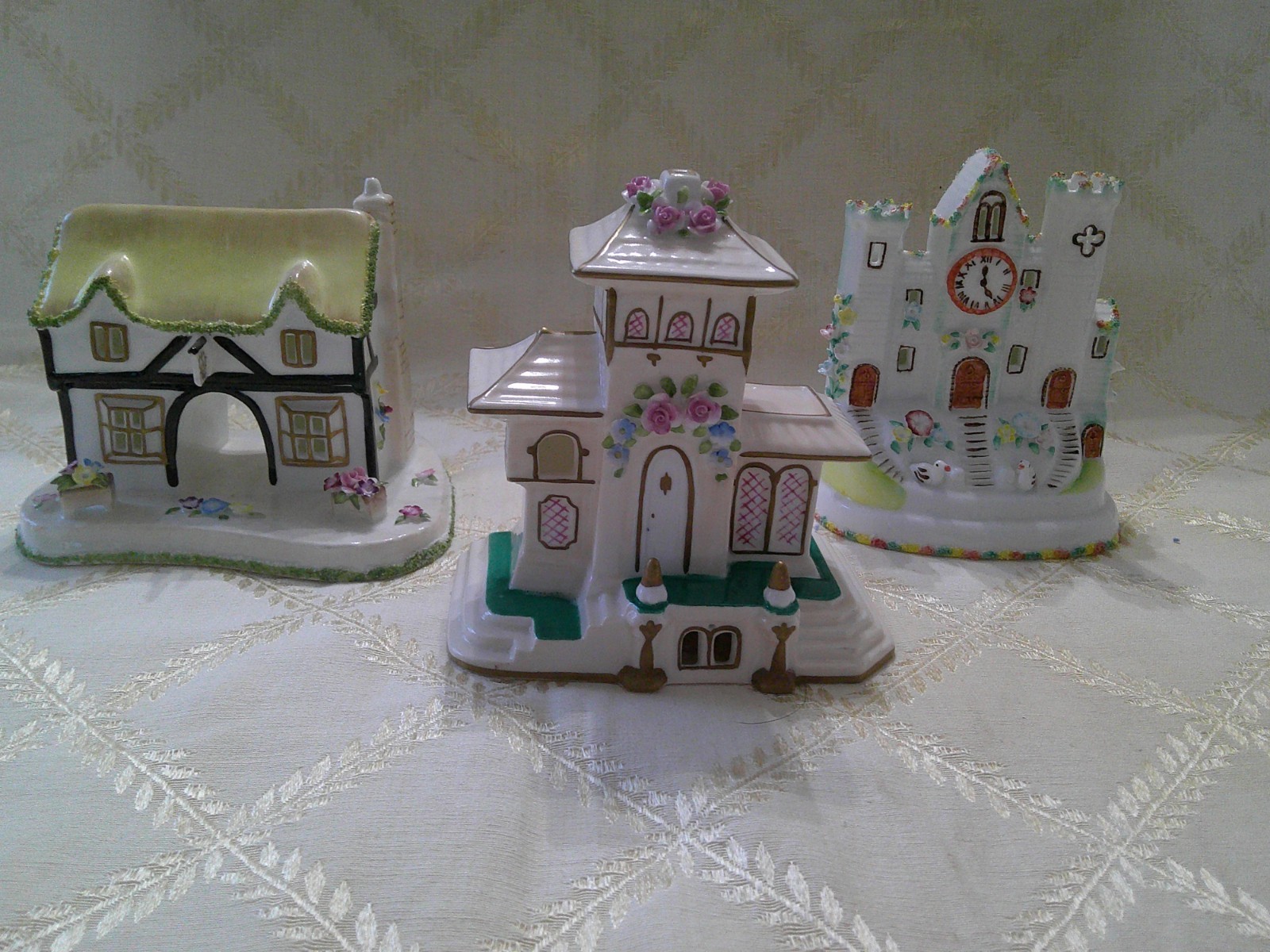 Vtg COALPORT Fine Bone China Cottage Houses Figurines 3pc Lot Made In England