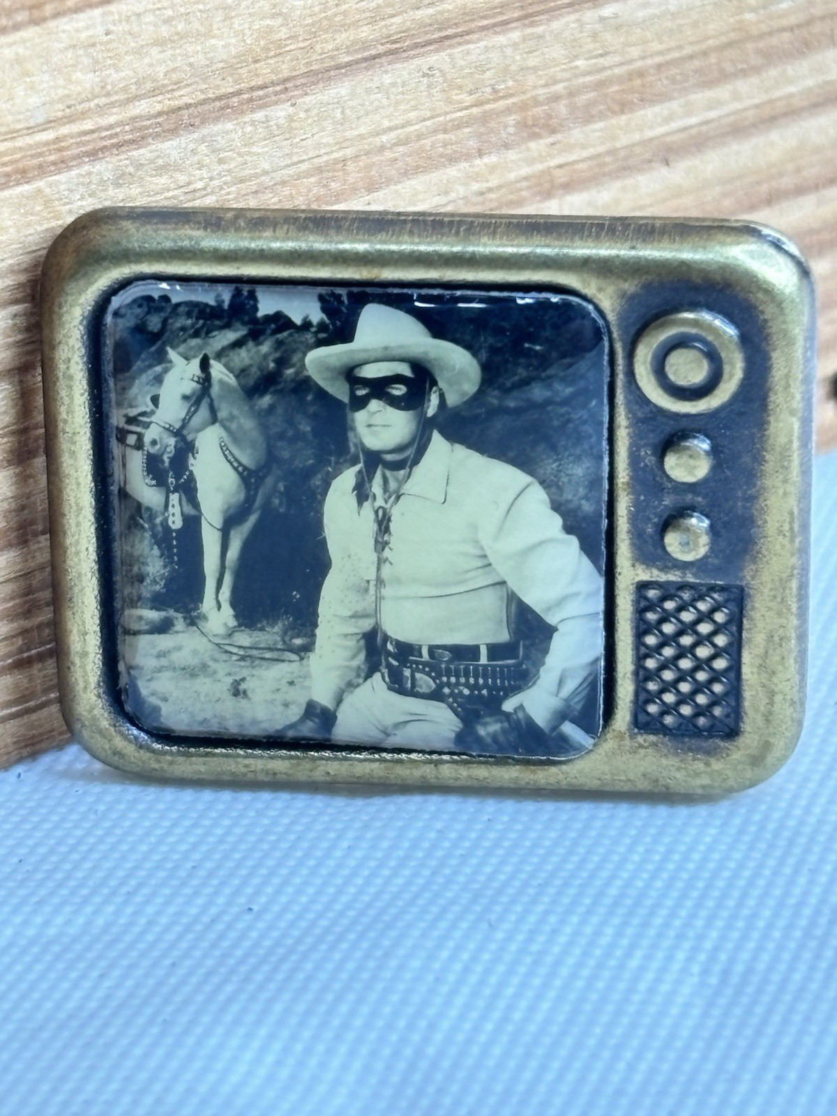 SCARCE 1970's Lone Ranger & Silver Horse Miniature Television Shaped Pin SCARCE 1970's Lone Ranger & Silver Horse Miniature Television Shaped Pin