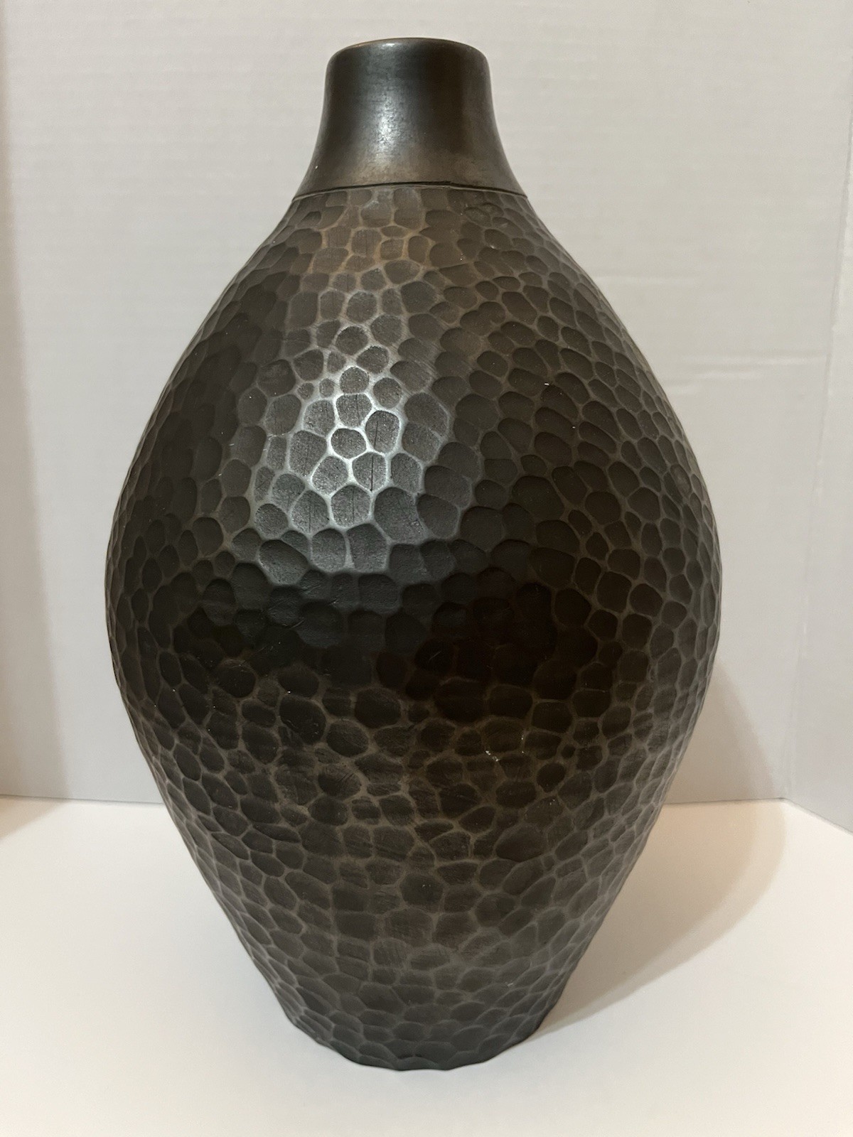 MCM Brutalist Hammered Metal Vase 12