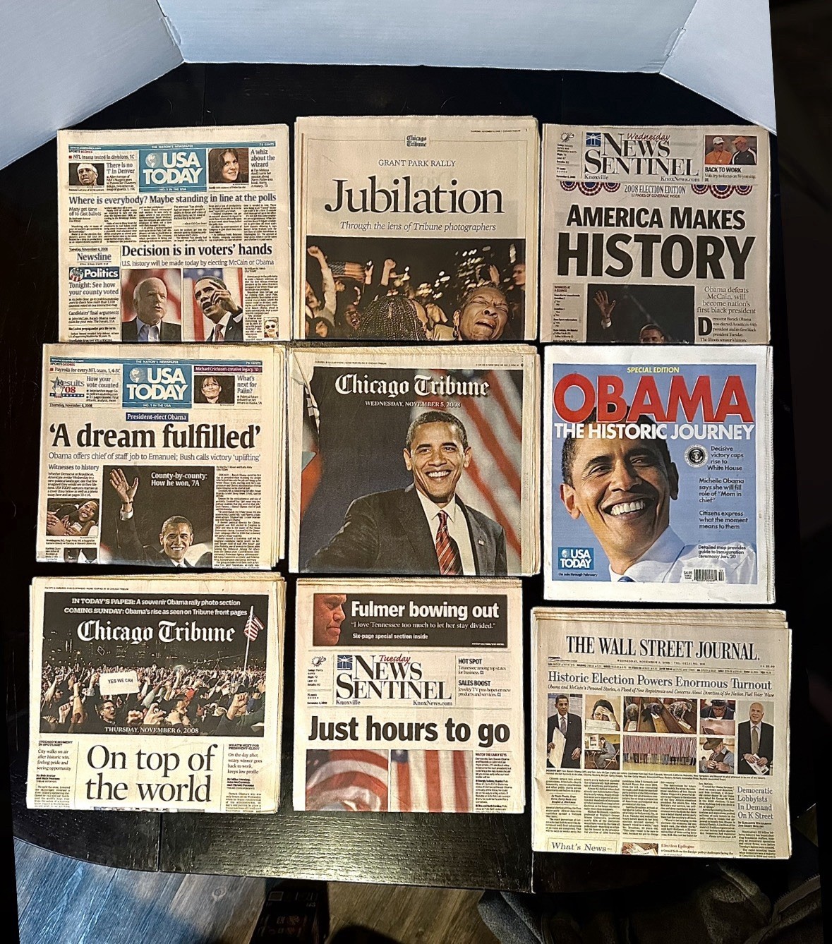 2008 Obama Election Newspaper Collection Lot Chicago Tribune USA Today WSJ 9pc