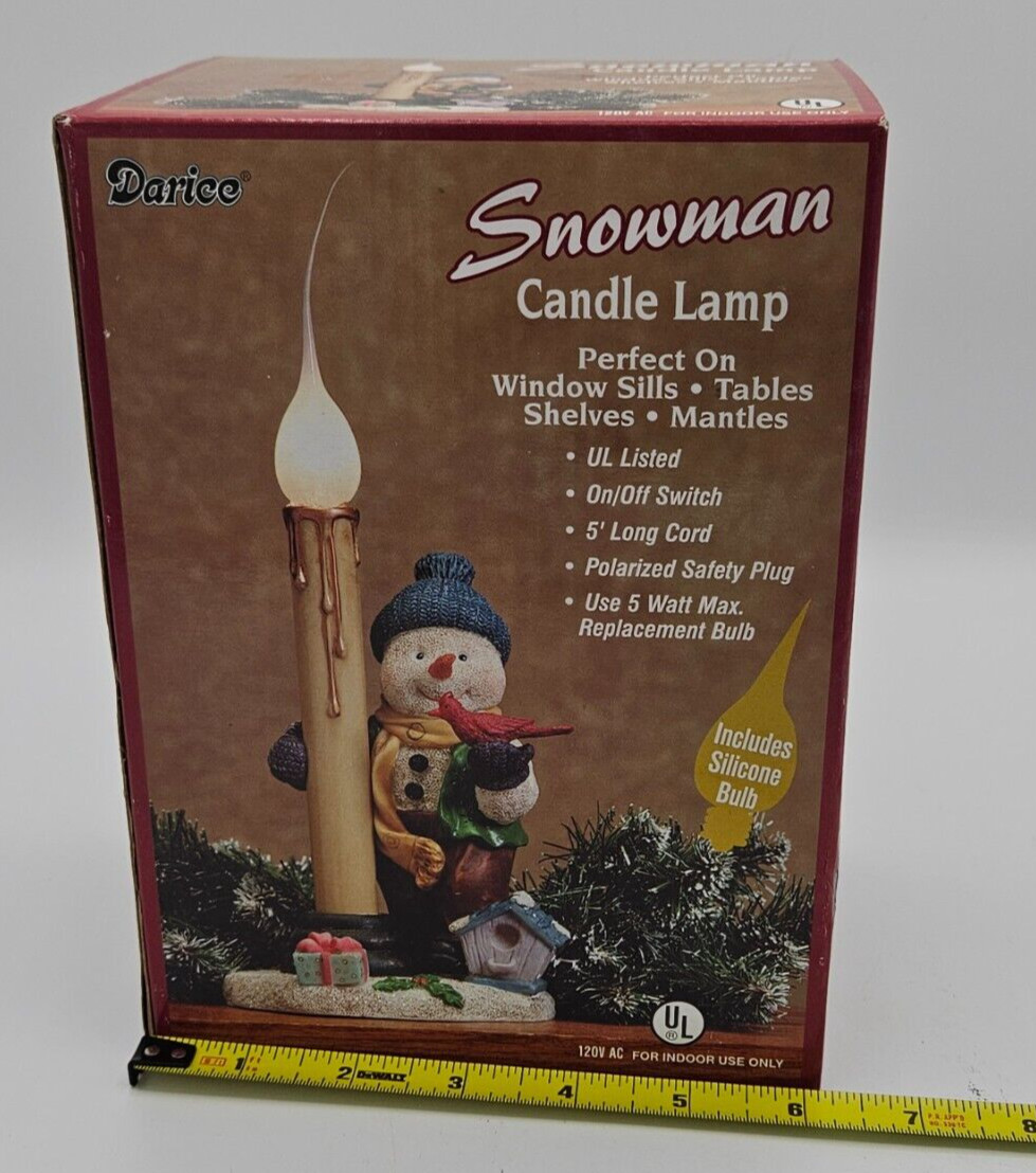 Vintage Darice Snowman Electric Christmas Holiday Candle Lamp Table Shelf Mantle