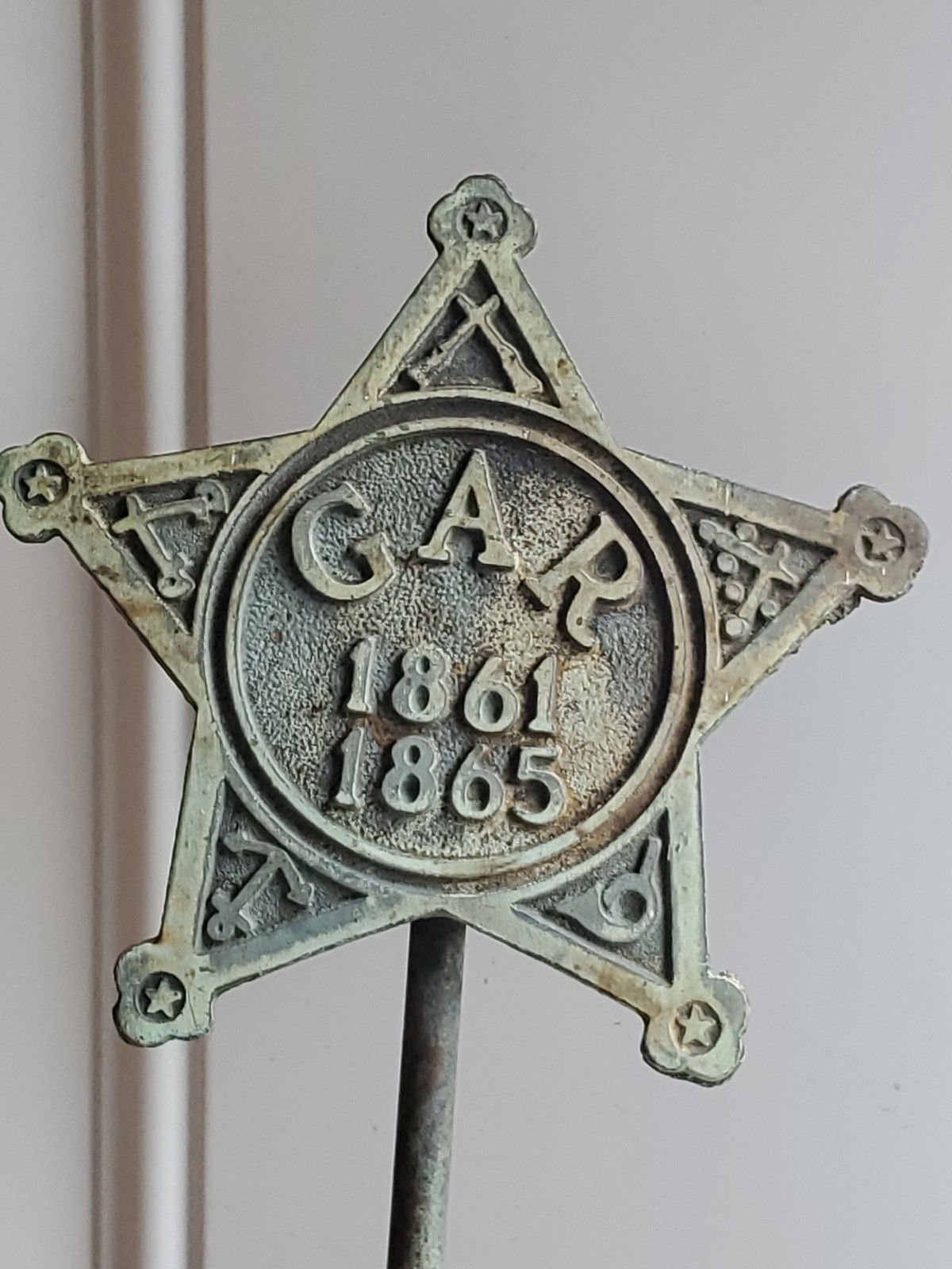 Antique GAR Grand Army Of The Republic Grave Marker Cast Iron With Stake 30\