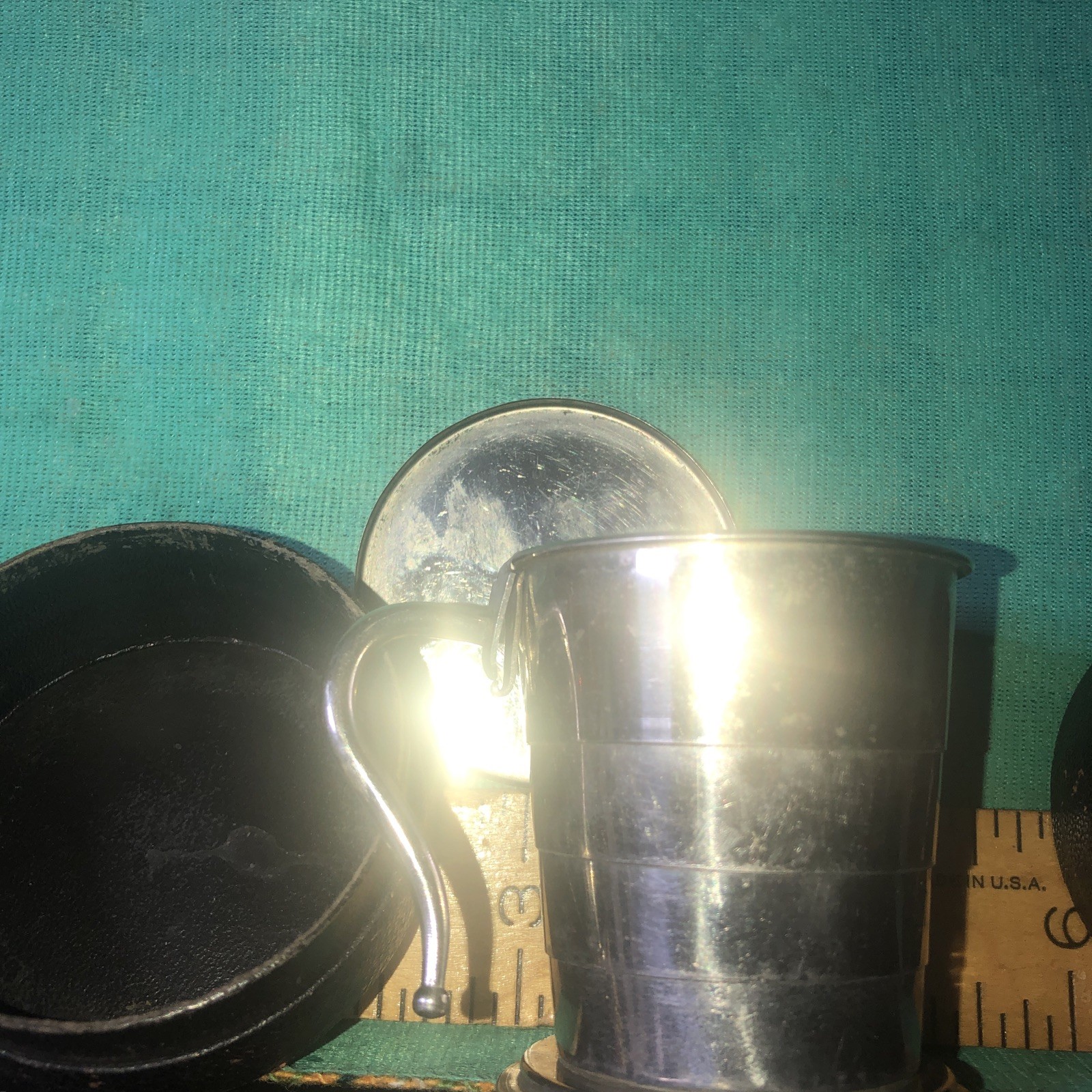 Vintage Collapsible Travel Cup With Leather Case lot x Vintage Collapsible Travel Cup With Leather Case lot x